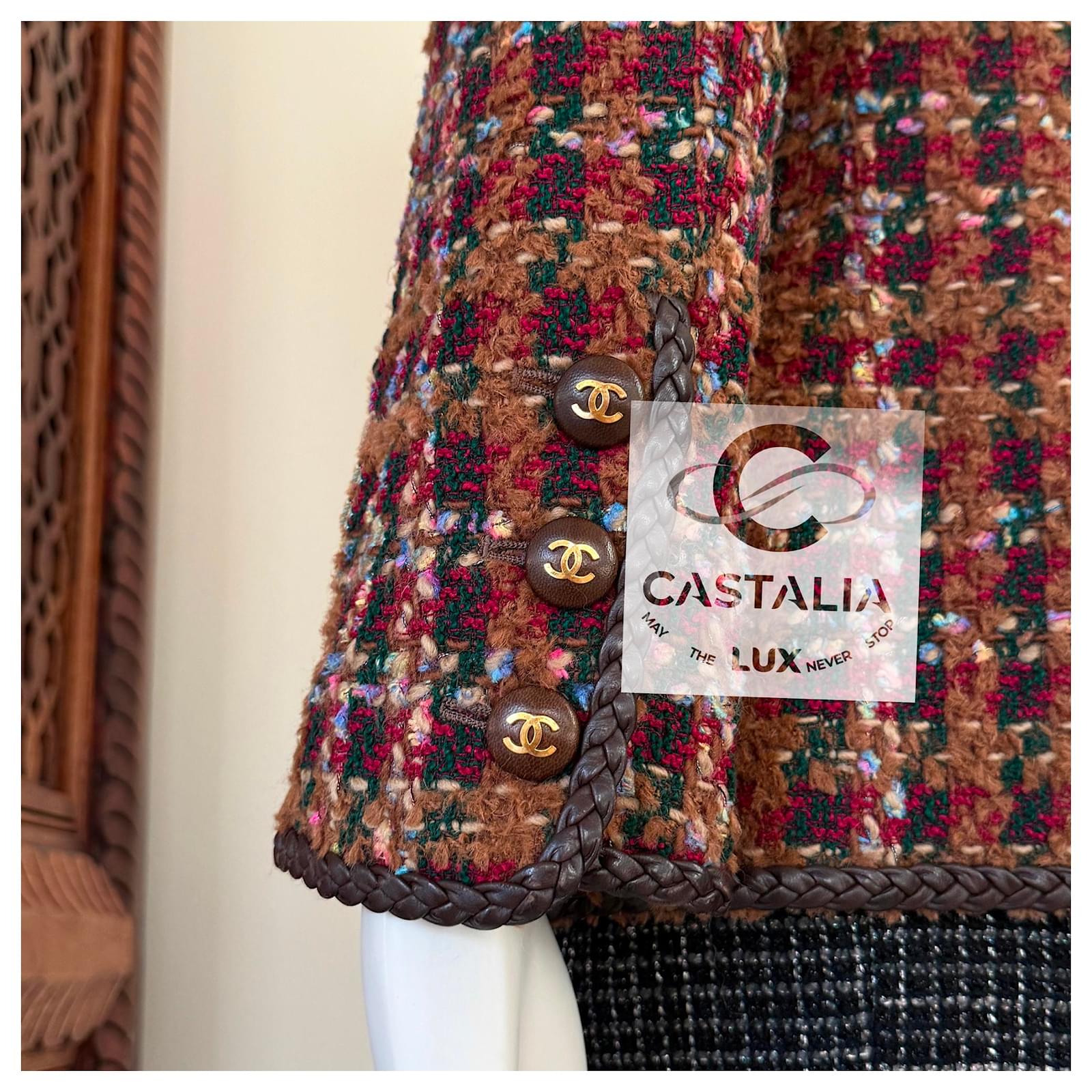 Chanel Rarefied 1993 Supermodel Style Brown Tweed Jacket Multiple