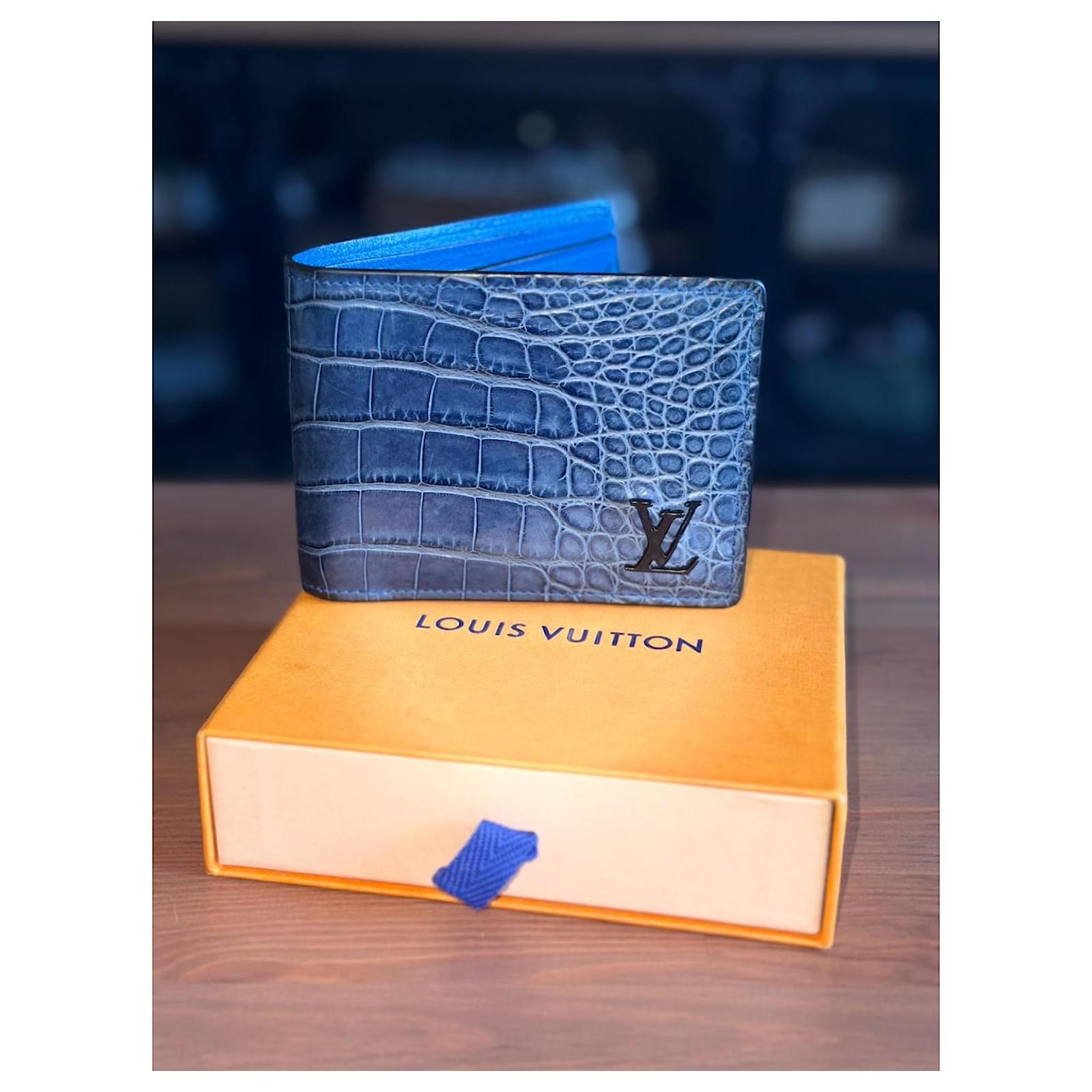 Louis Vuitton Portefeuille Multiple Alligator Wallet (Blue) Dark blue Exotic leather  ref.2272516