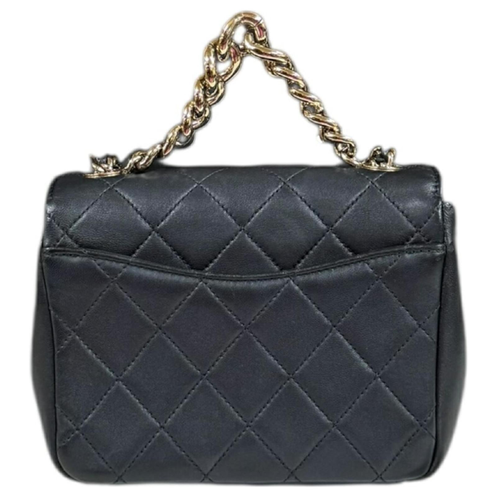 Chanel Studded Coco Mark Matelasse Shoulder Bag Black Leather ref