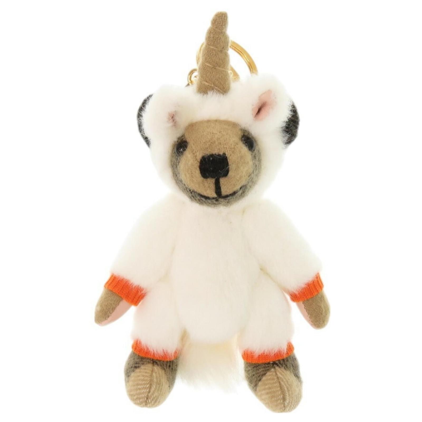 Burberry Thomas Bear Unicorn Costume Keyring Brown White Leather