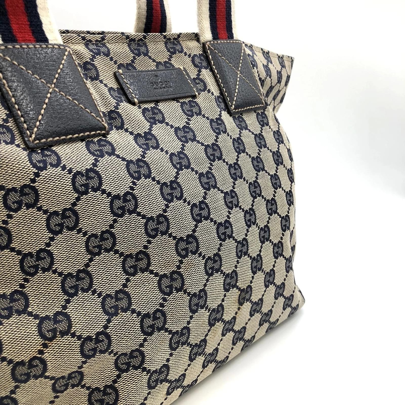 Gucci GG Canvas Tote Bag Navy blue Leather Cloth ref.2274692