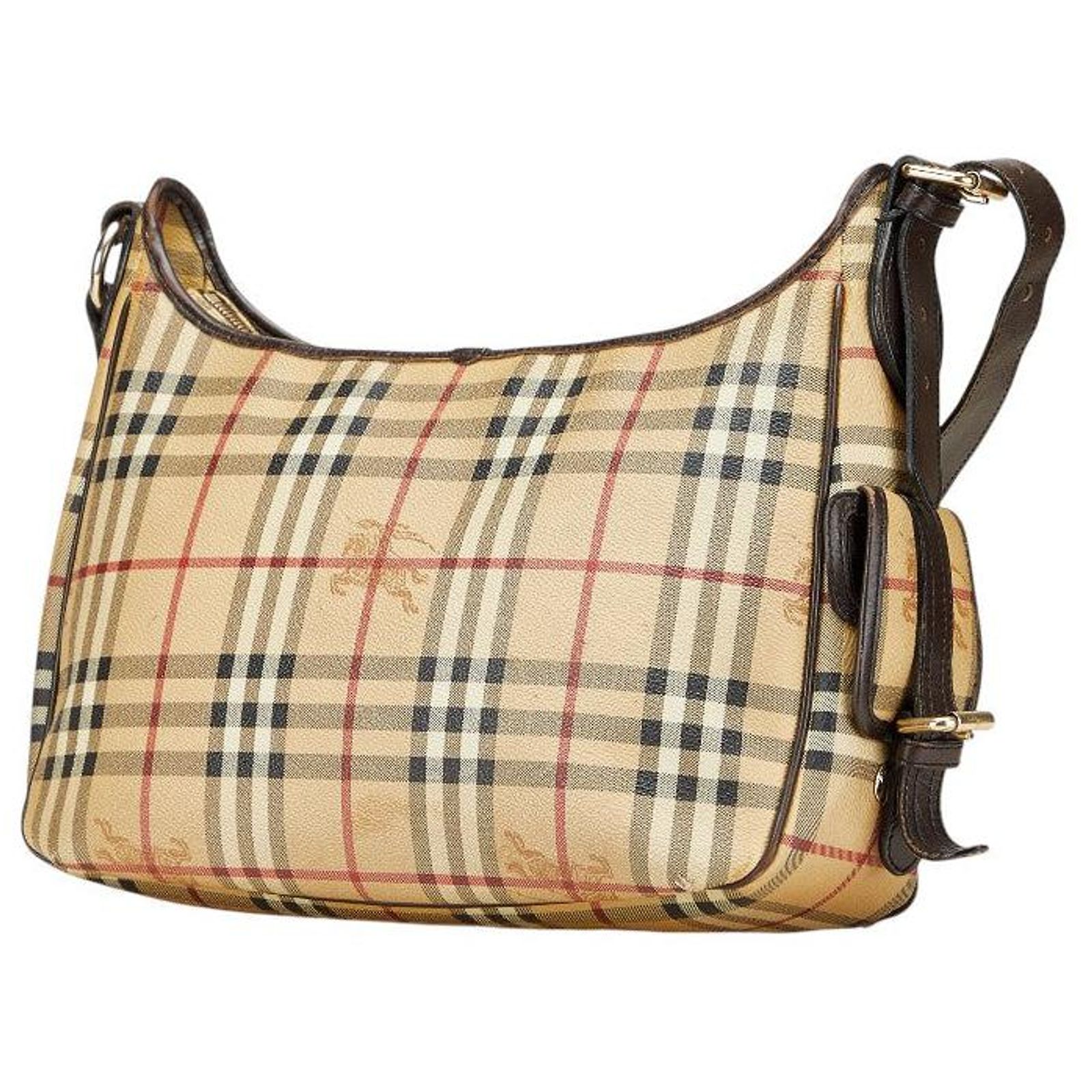 Burberry Nova Check Shadow Horse PVC Leather Shoulder Bag Brown 