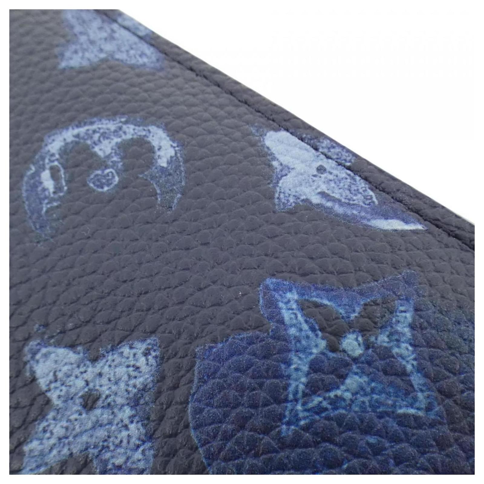 Louis Vuitton Watercolor Monogram Portefeuille Brazza Wallet Navy blue Patent leather  ref.2276576