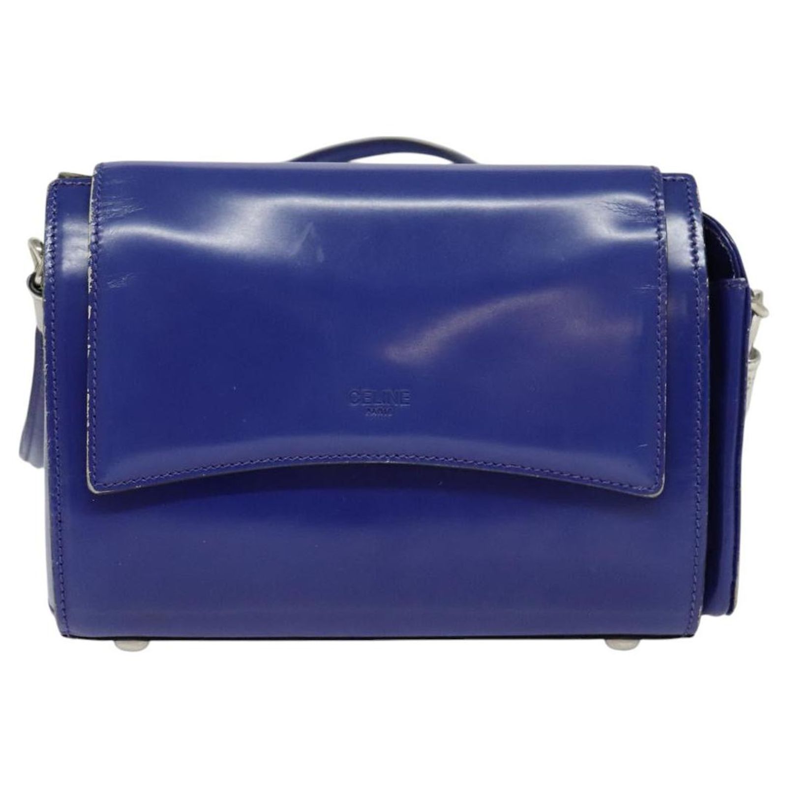 Céline CELINE Shoulder Bag Leather Blue Silver Auth 126181  display picture 1