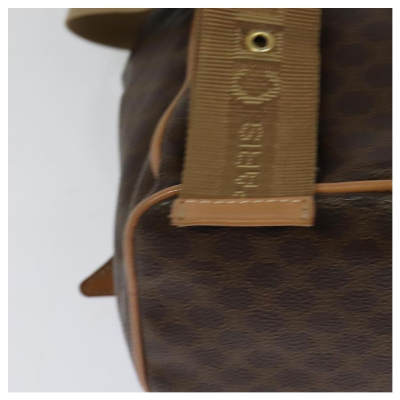 Céline CELINE Macadam Canvas Backpack PVC Leather Brown Gold  display picture 2