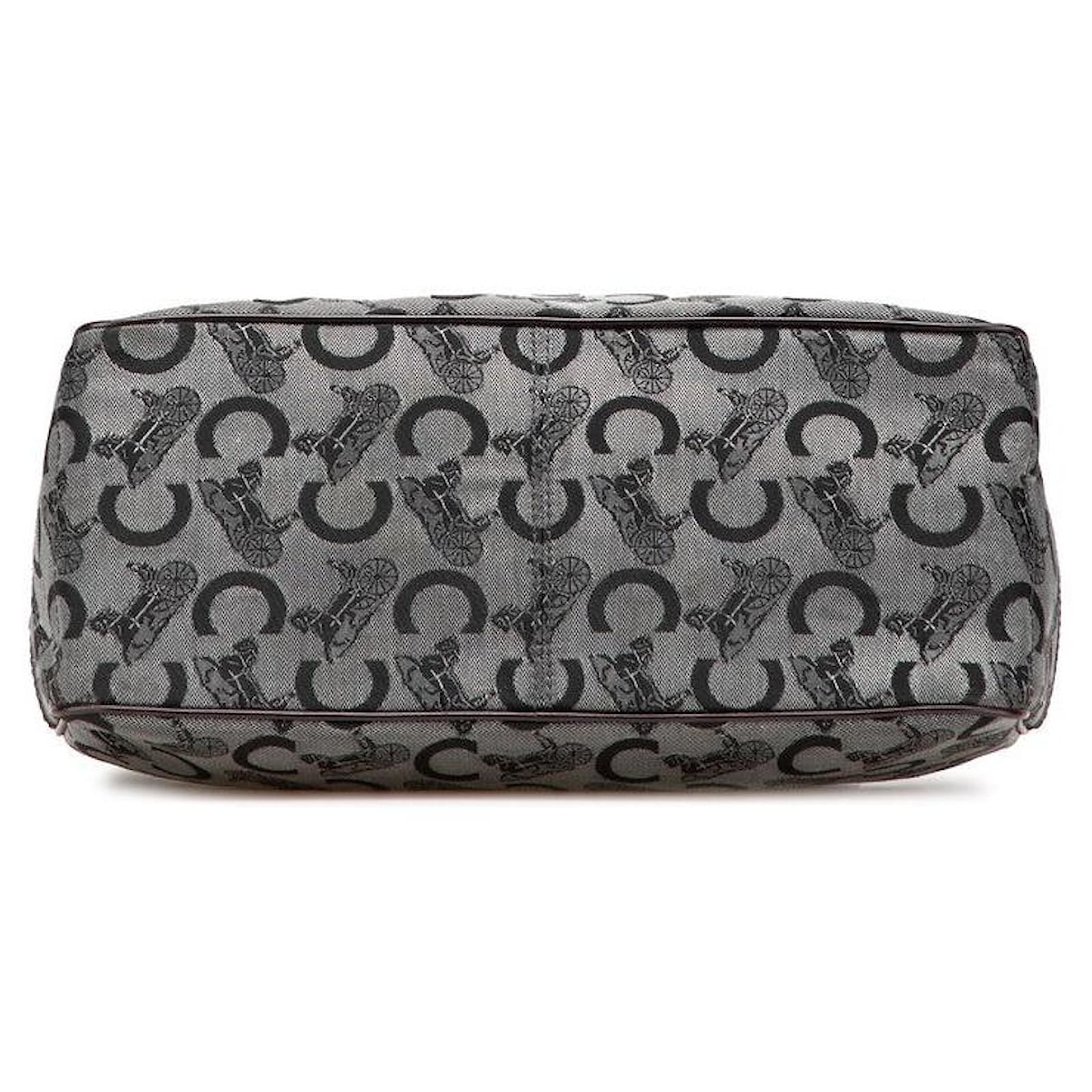 Céline Celine Boogie Bag C Macadam Canvas Leather Handbag Black