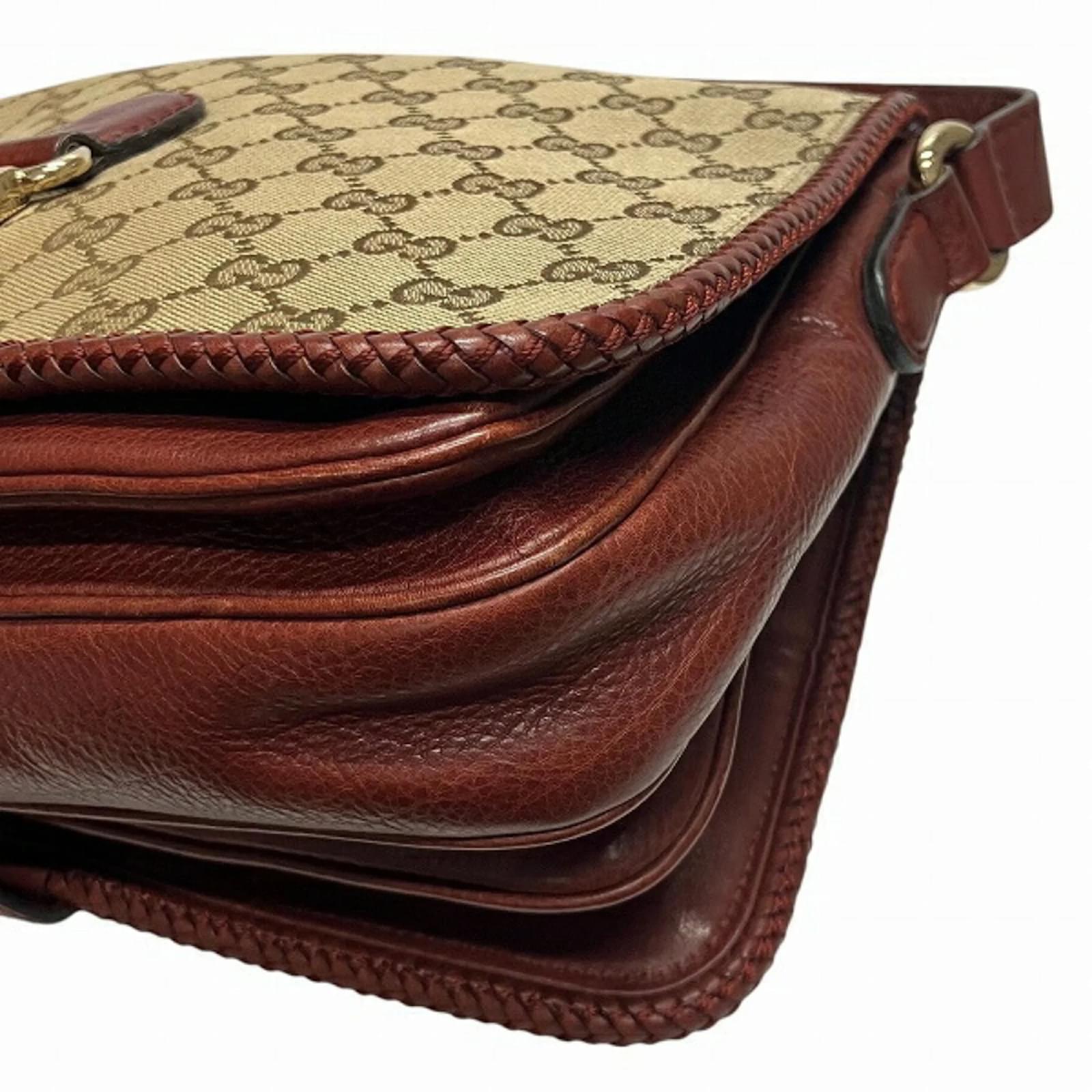 Gucci Marrakech 257024 Bordeaux Shoulder Bag Beige Dark red