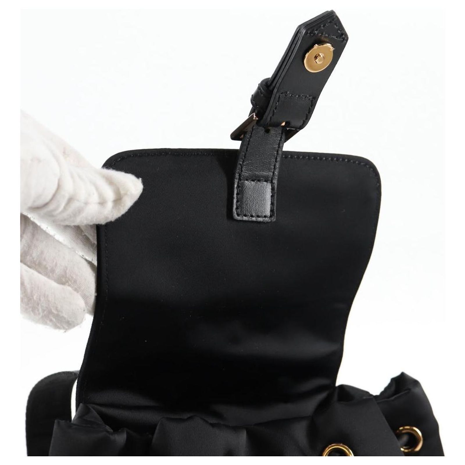 VERSACE Backpack Nylon Black Gold Auth 118734A Golden ref  display picture 2