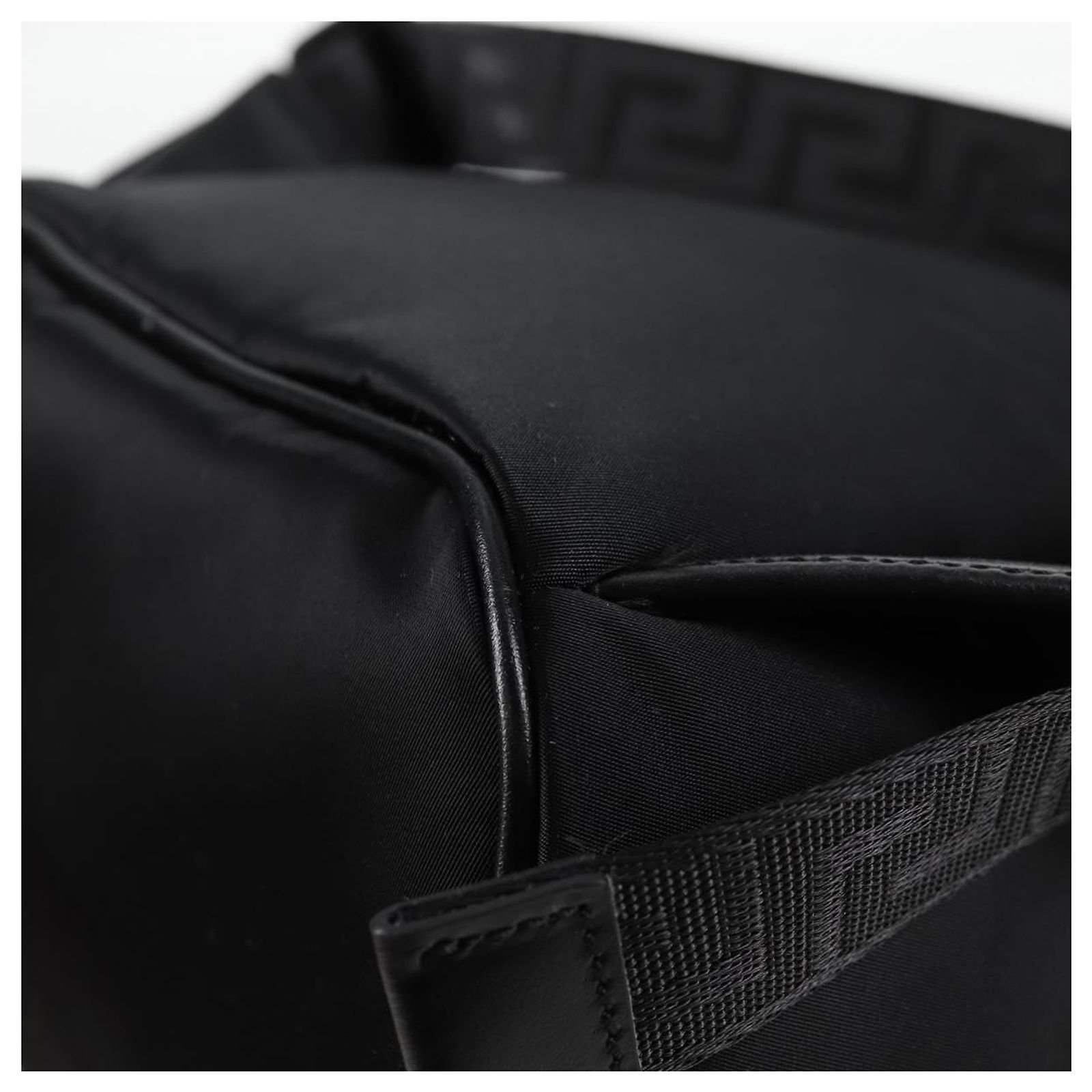 VERSACE Backpack Nylon Black Gold Auth 118734A Golden ref  display picture 1