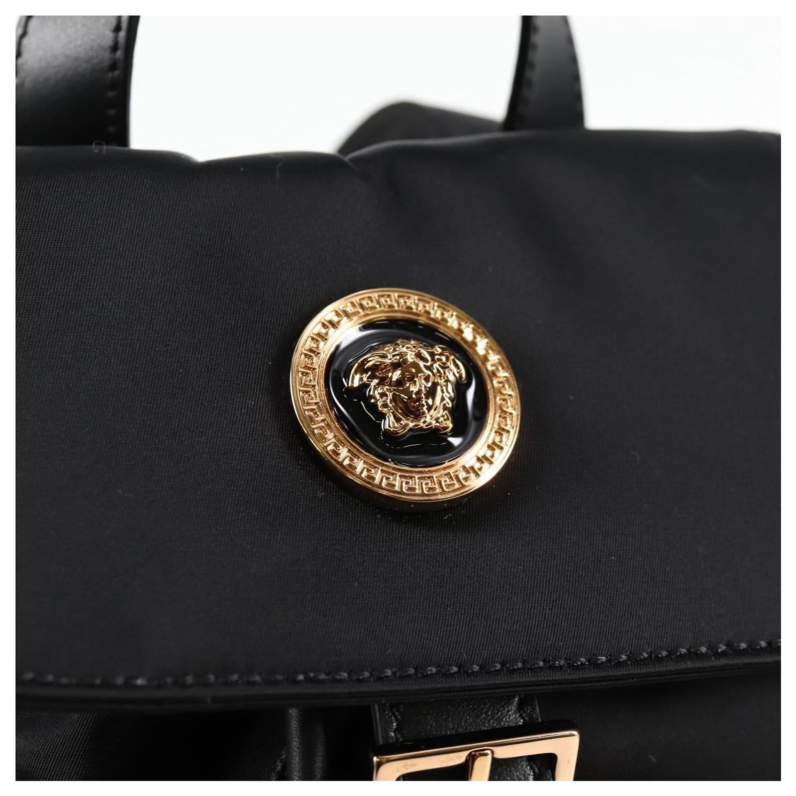 VERSACE Backpack Nylon Black Gold Auth 118734A Golden ref  display picture 3