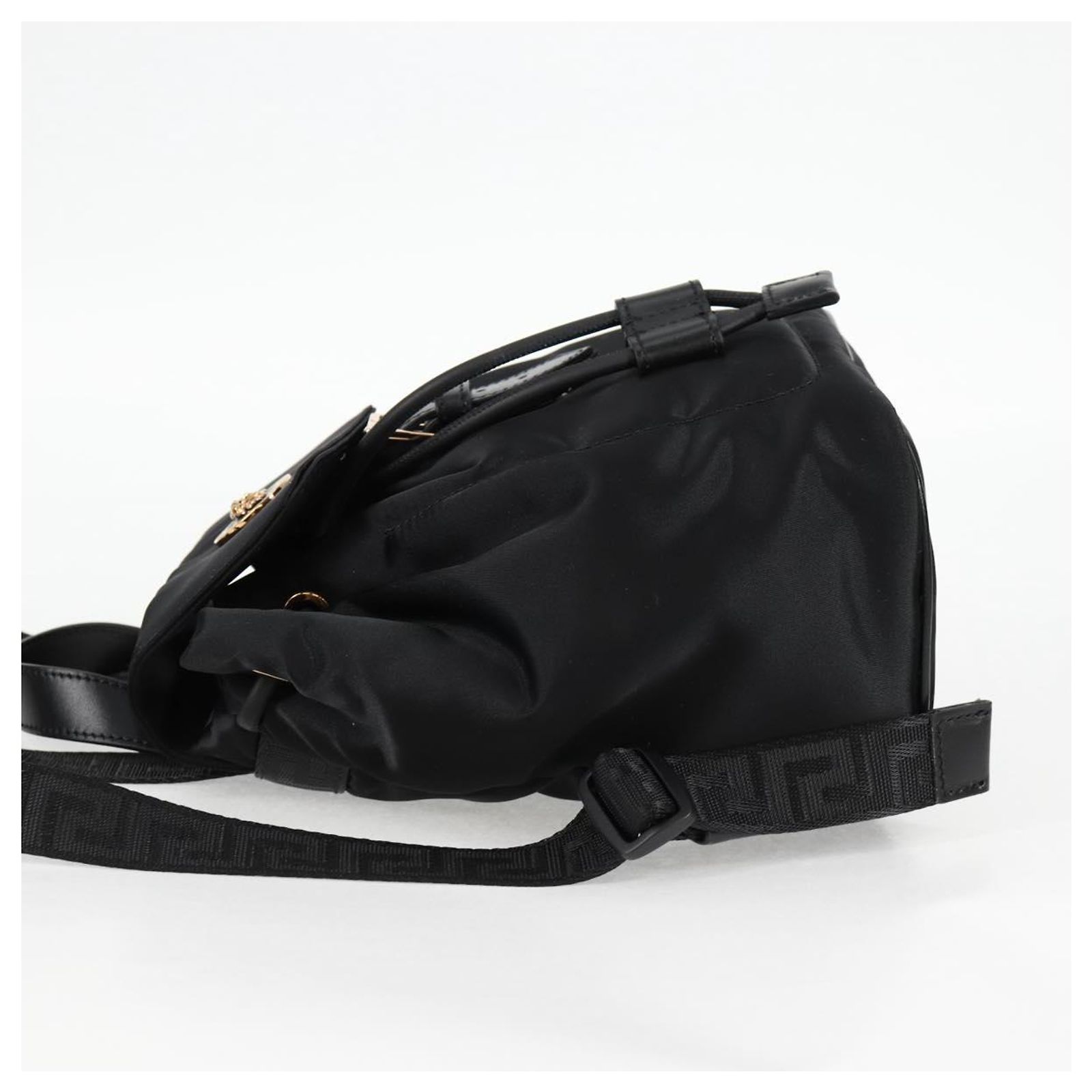 VERSACE Backpack Nylon Black Gold Auth 118730A VERSACE Backpack Leather Black Gold Auth 118689A Golden ref  main image 2