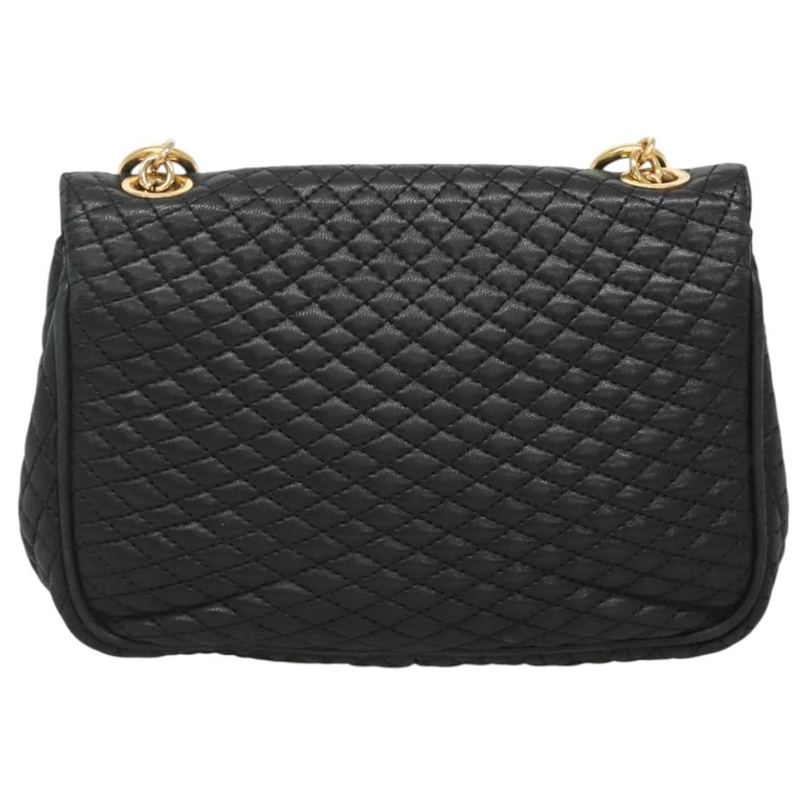 BALLY Shoulder Bag Leather Black Gold Auth 126155 Golden ref