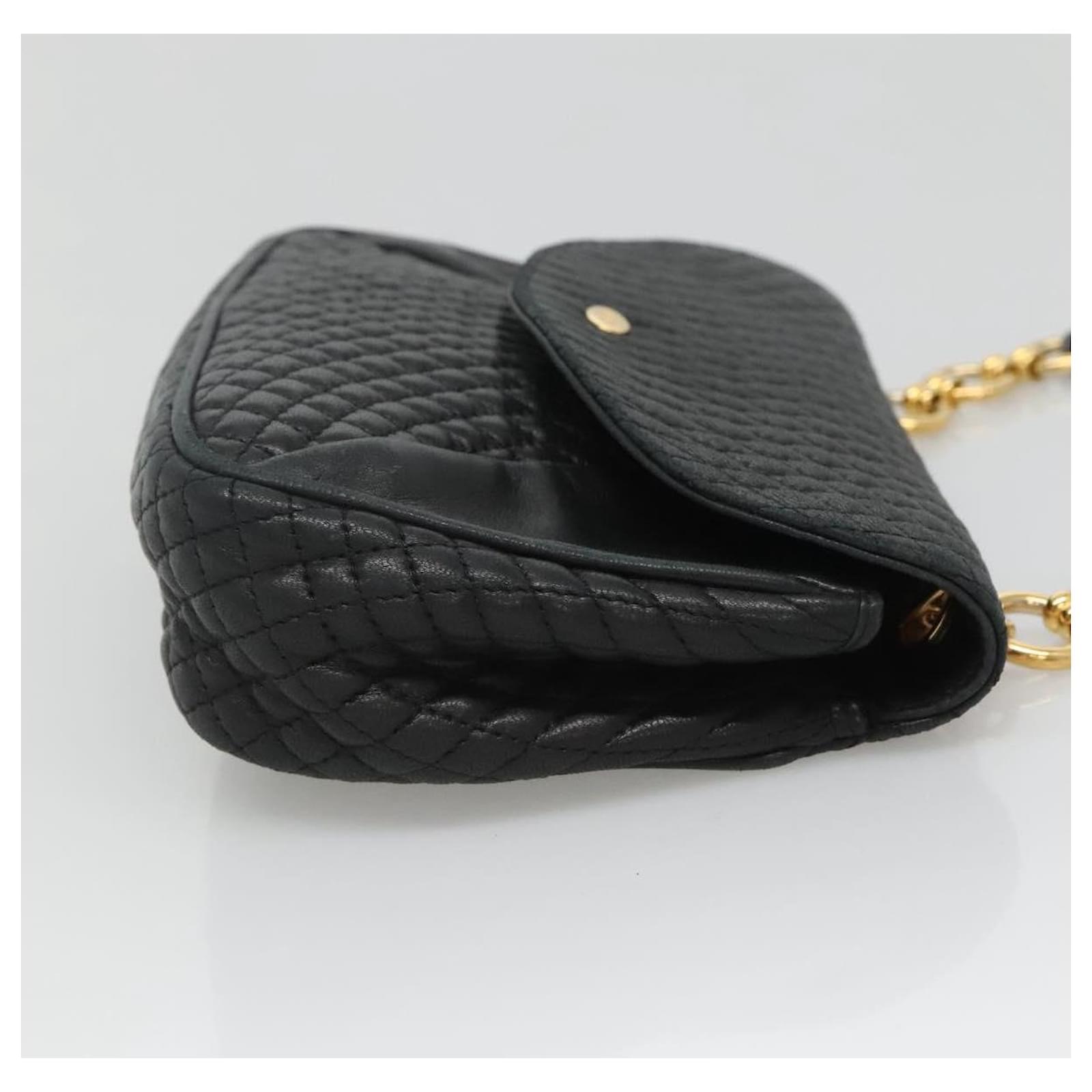 BALLY Shoulder Bag Leather Black Gold Auth 126155 Golden ref