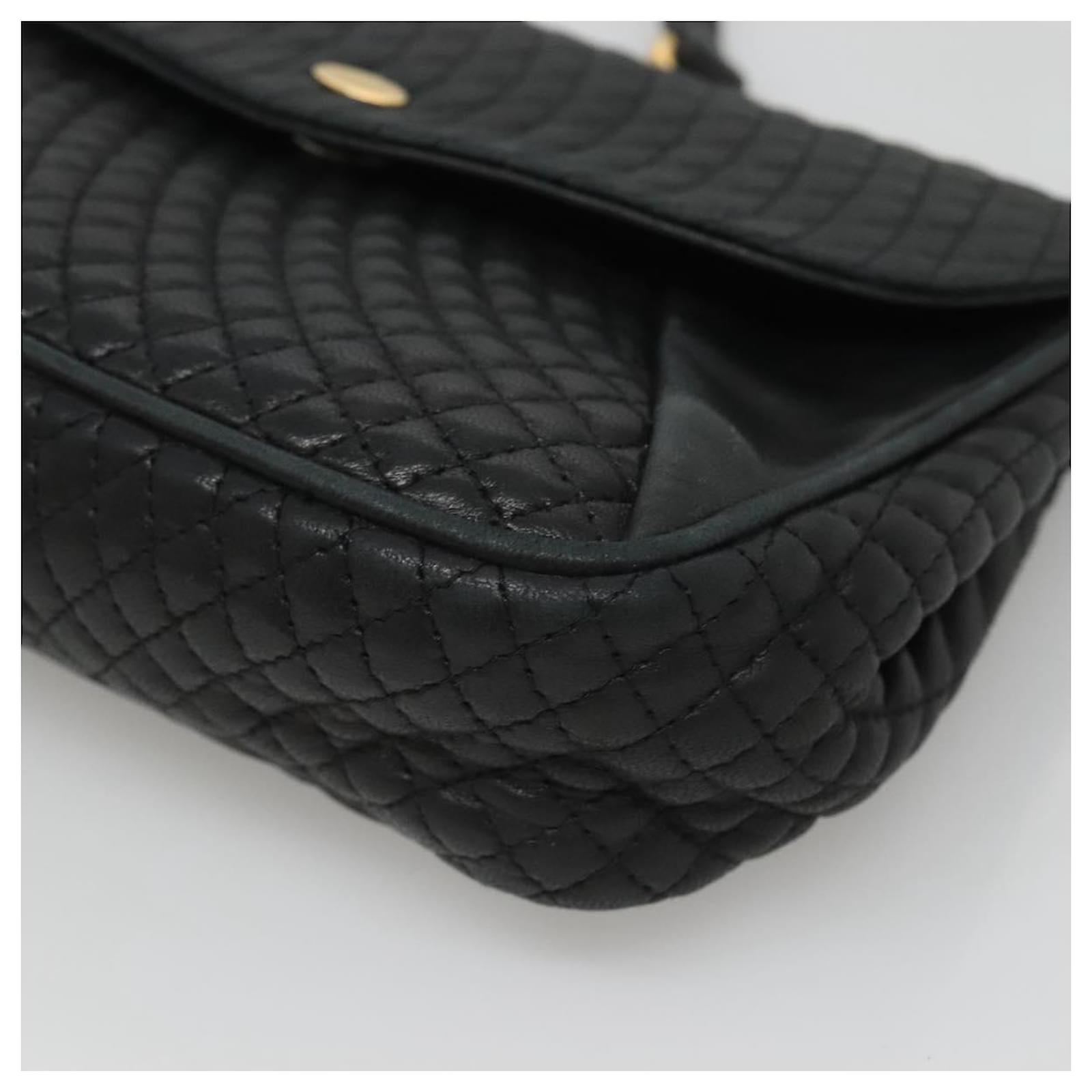 BALLY Shoulder Bag Leather Black Gold Auth 126155 Golden ref