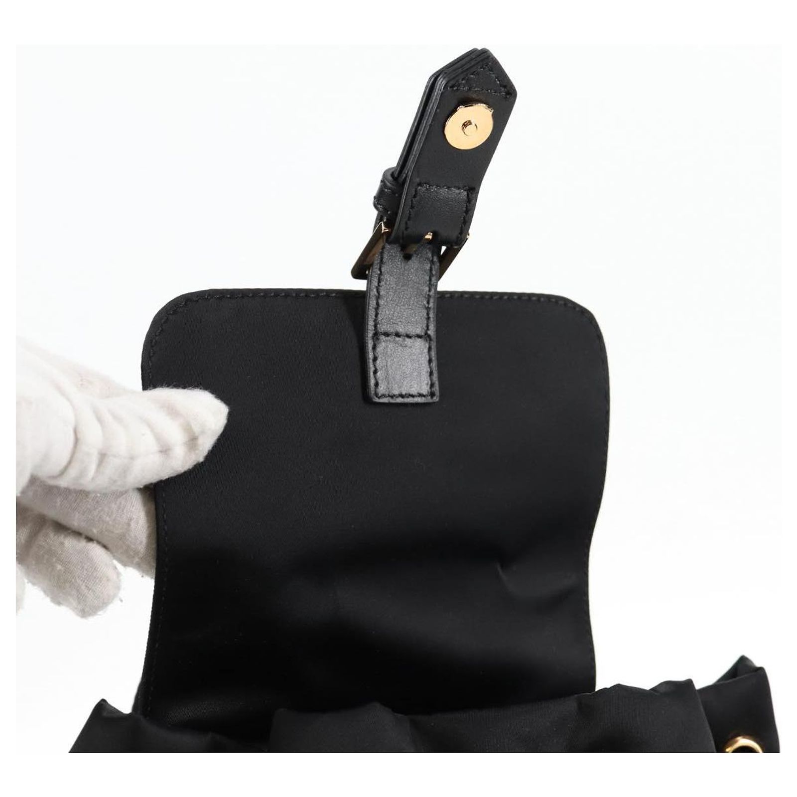 VERSACE Backpack Nylon Black Gold Auth 118730A Golden ref  display picture 3