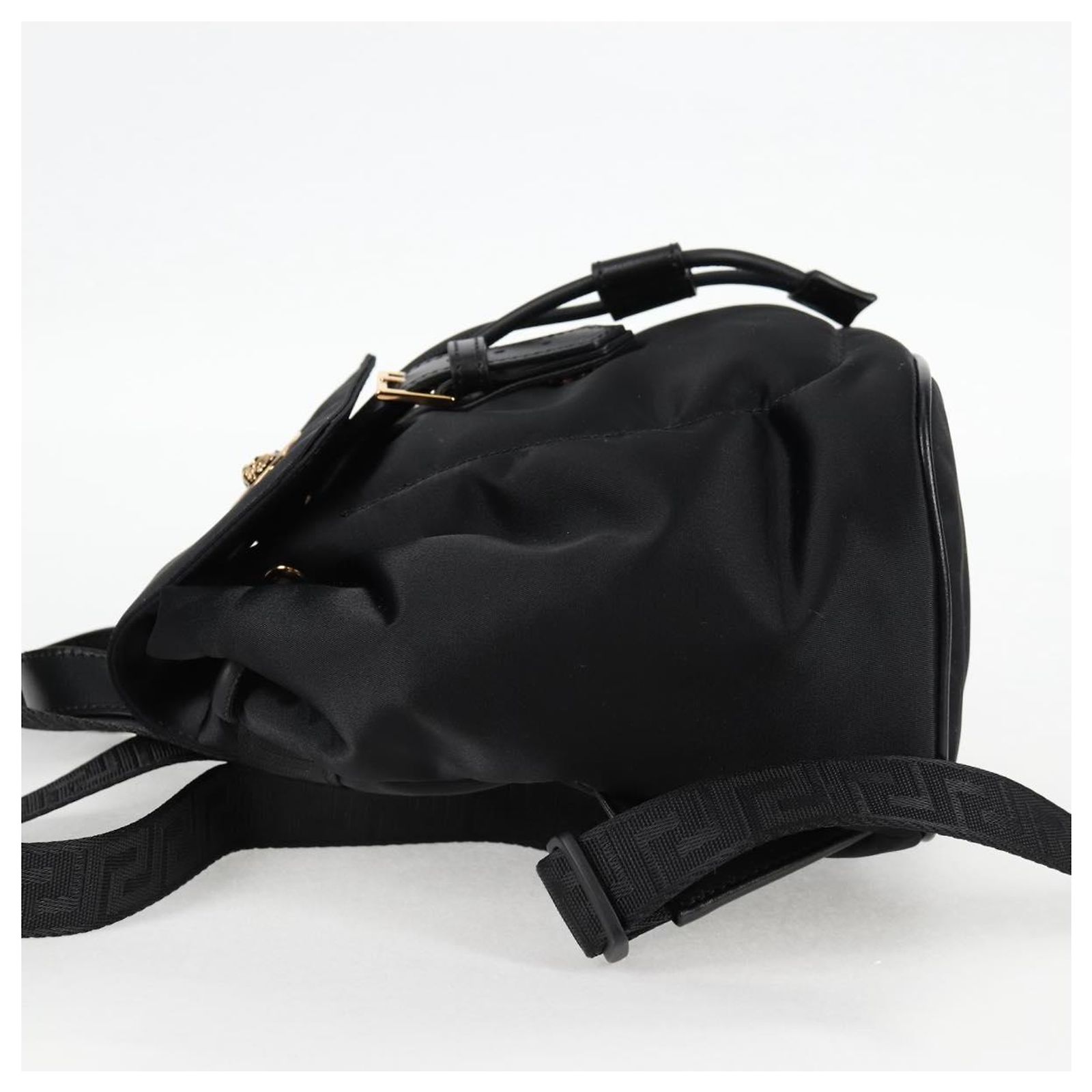 VERSACE Backpack Nylon Black Gold Auth 118730A VERSACE Backpack Nylon Black Gold Auth 118730A Golden ref  main image 4