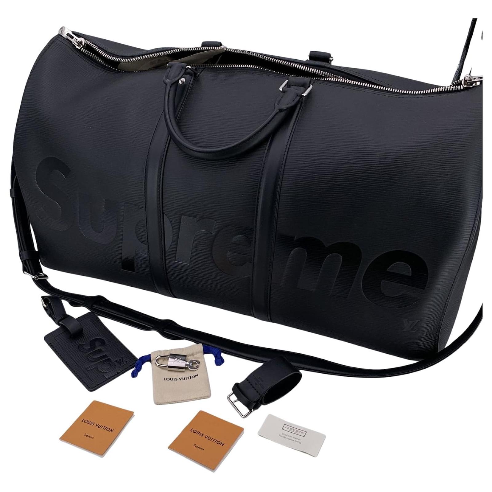 Louis Vuitton x Supreme Black Epi Keepall Bandouliere 55 Duffle