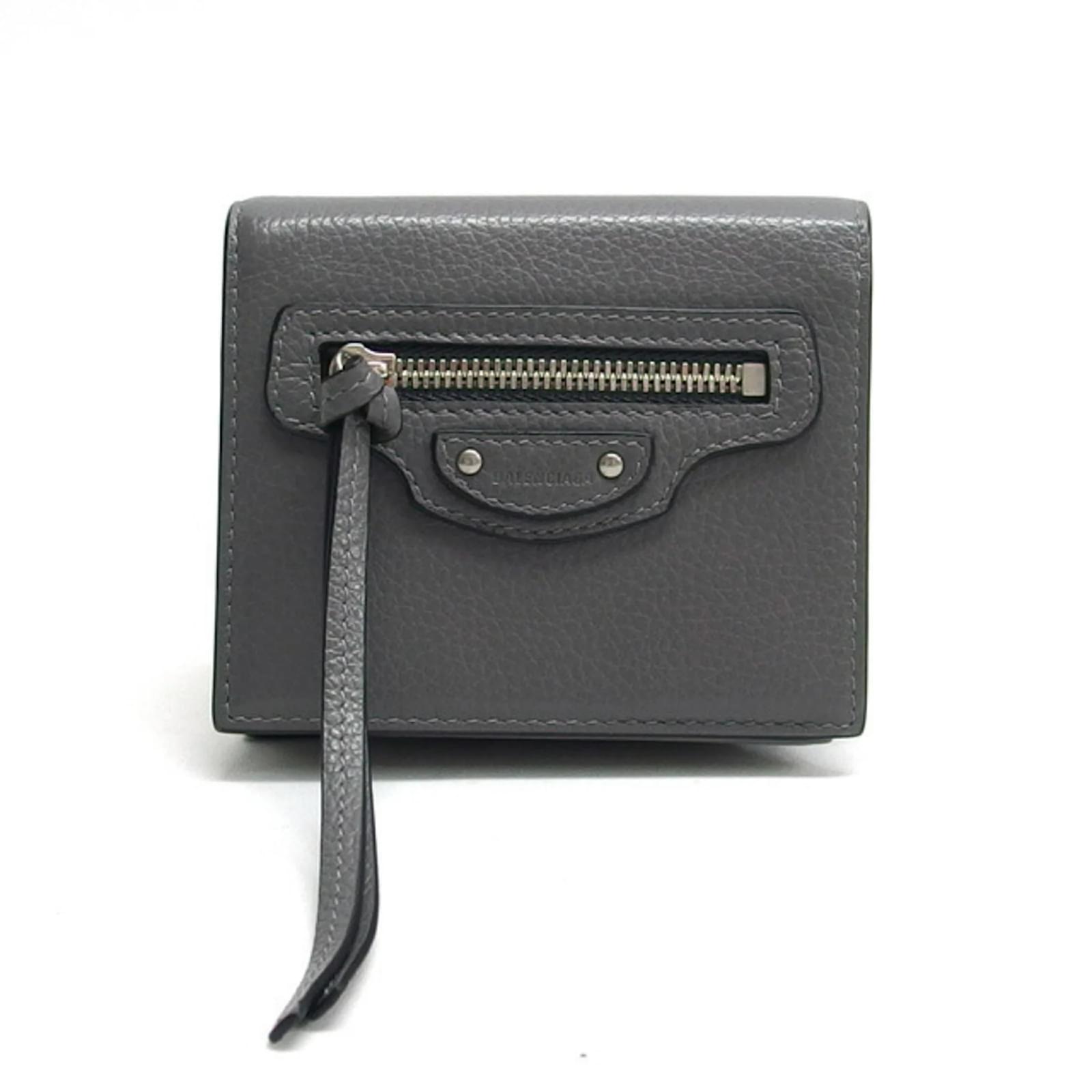 Balenciaga Neo Classic Bi-fold Compact Wallet in Gray Brown