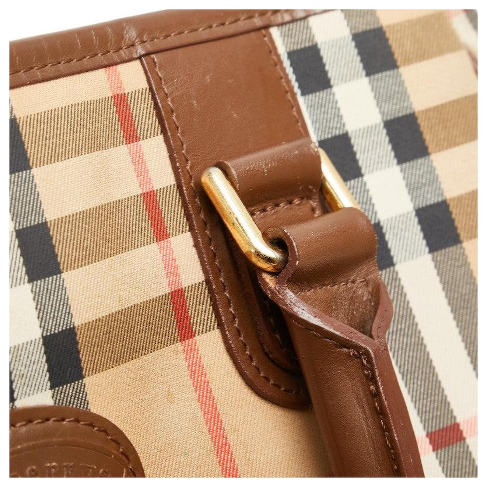 バッグ BURBERRY Tote Bag PVC Nova Check Horse Vintage Authentic BURBERRY Nova Check Tote Bag PVC Leather