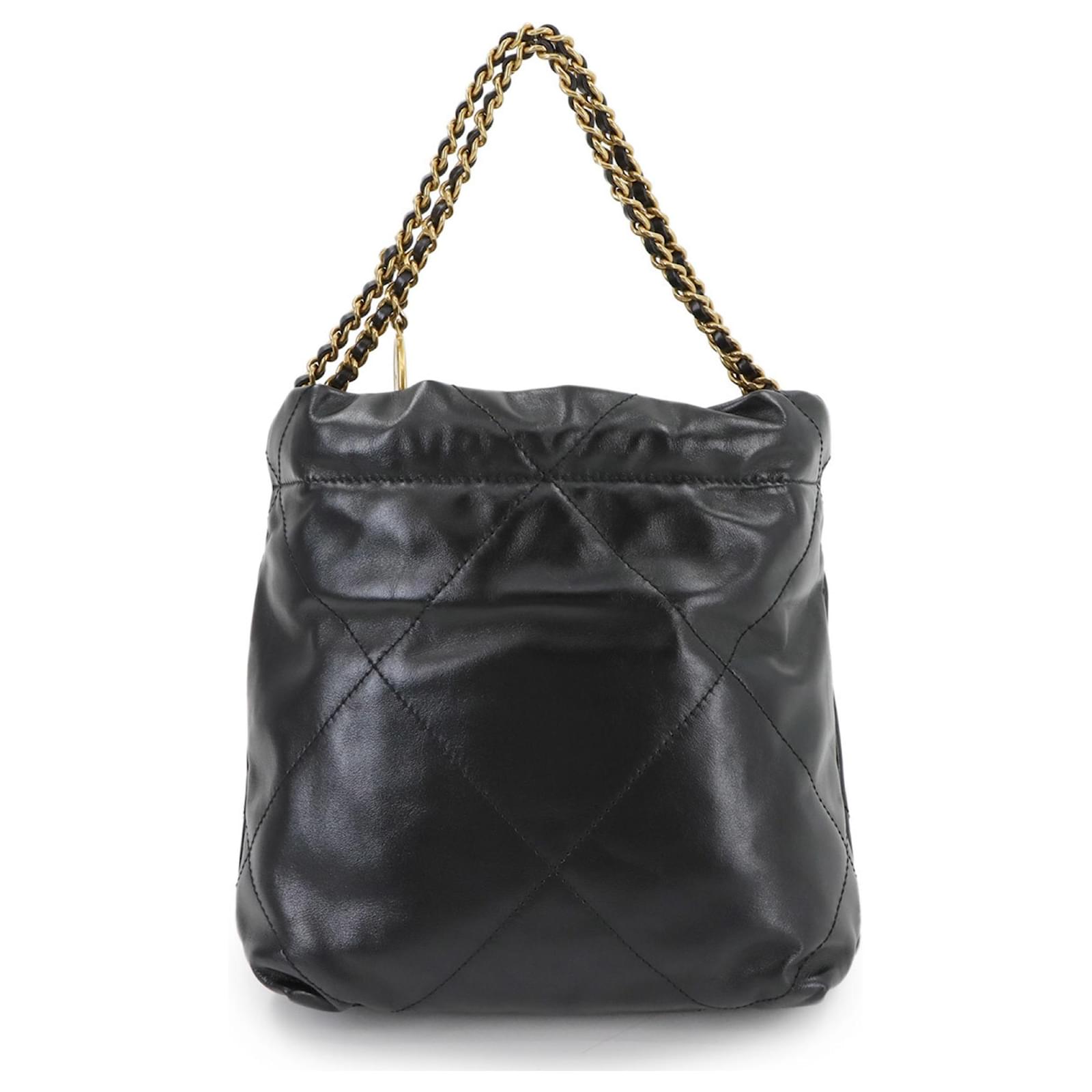 Chanel 22 Mini 2way Chain Hand Shoulder Bag Black Leather ref