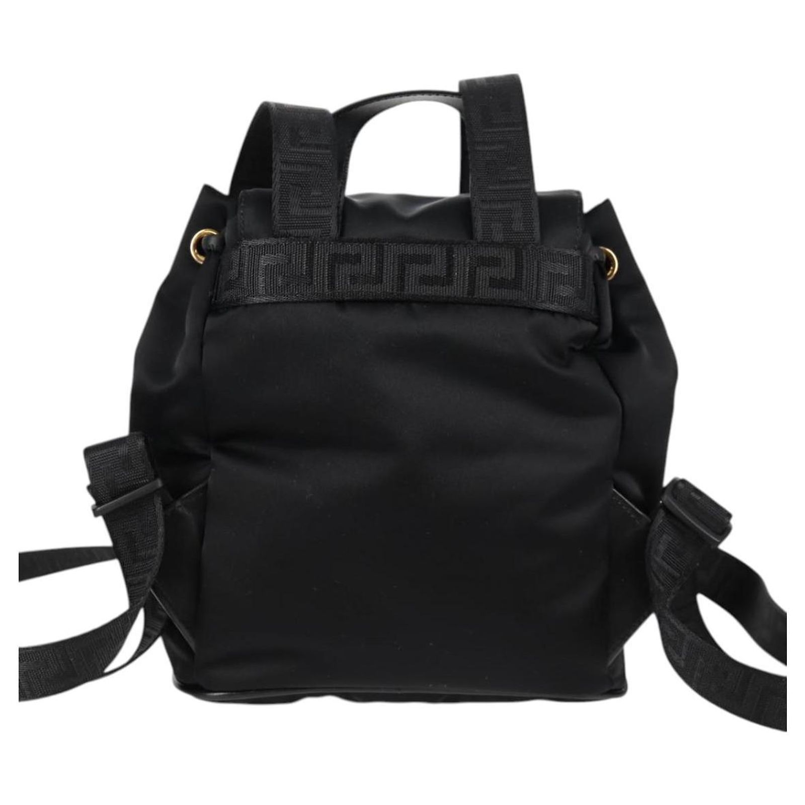 VERSACE Backpack Nylon Black Gold Auth 118733A VERSACE Backpack Nylon Black Gold Auth 118733A Golden ref  main image 2