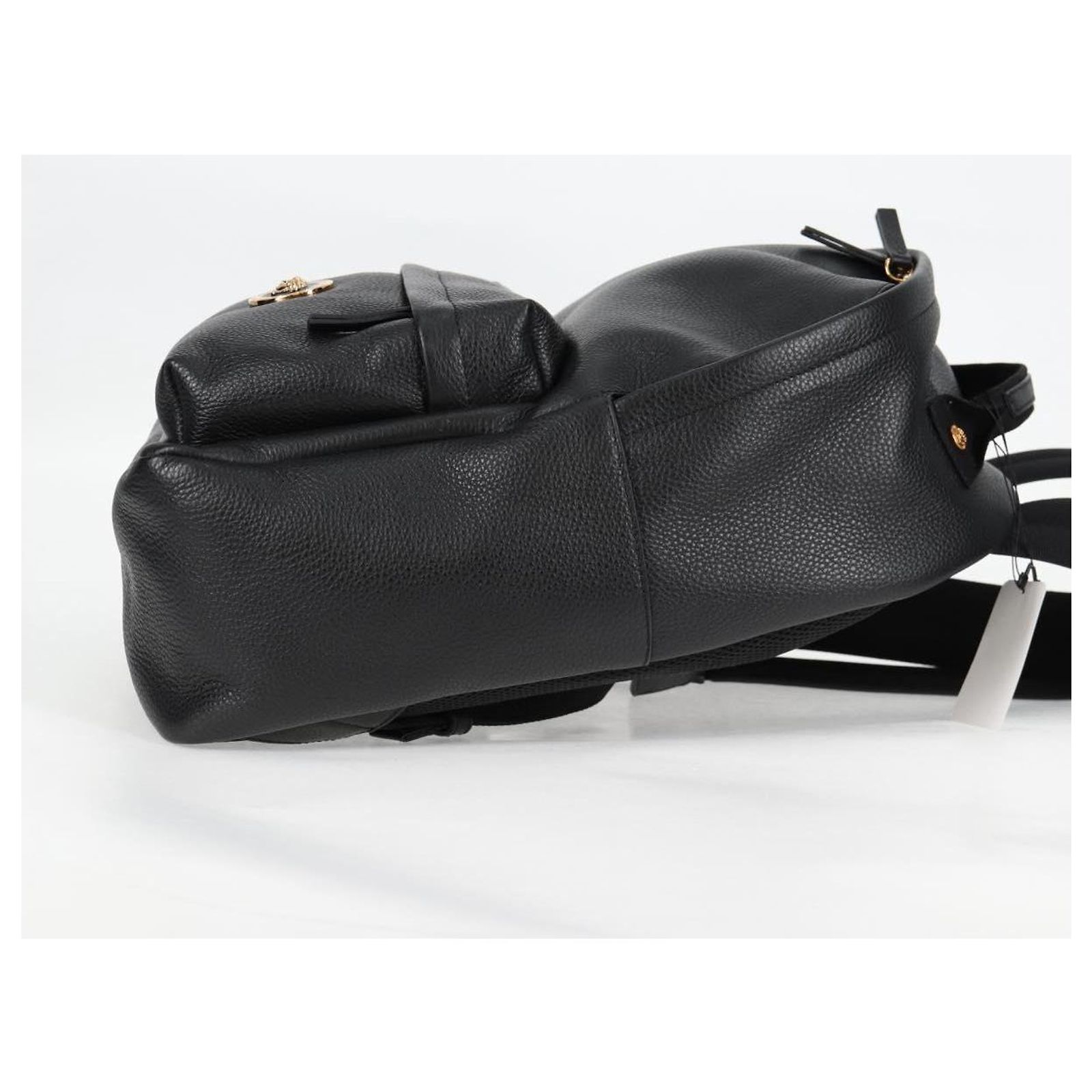 VERSACE Backpack Leather Black Gold Auth 118683A Versace Black Nylon & Black Goatskin Gold Studded Palazzo  main image 3