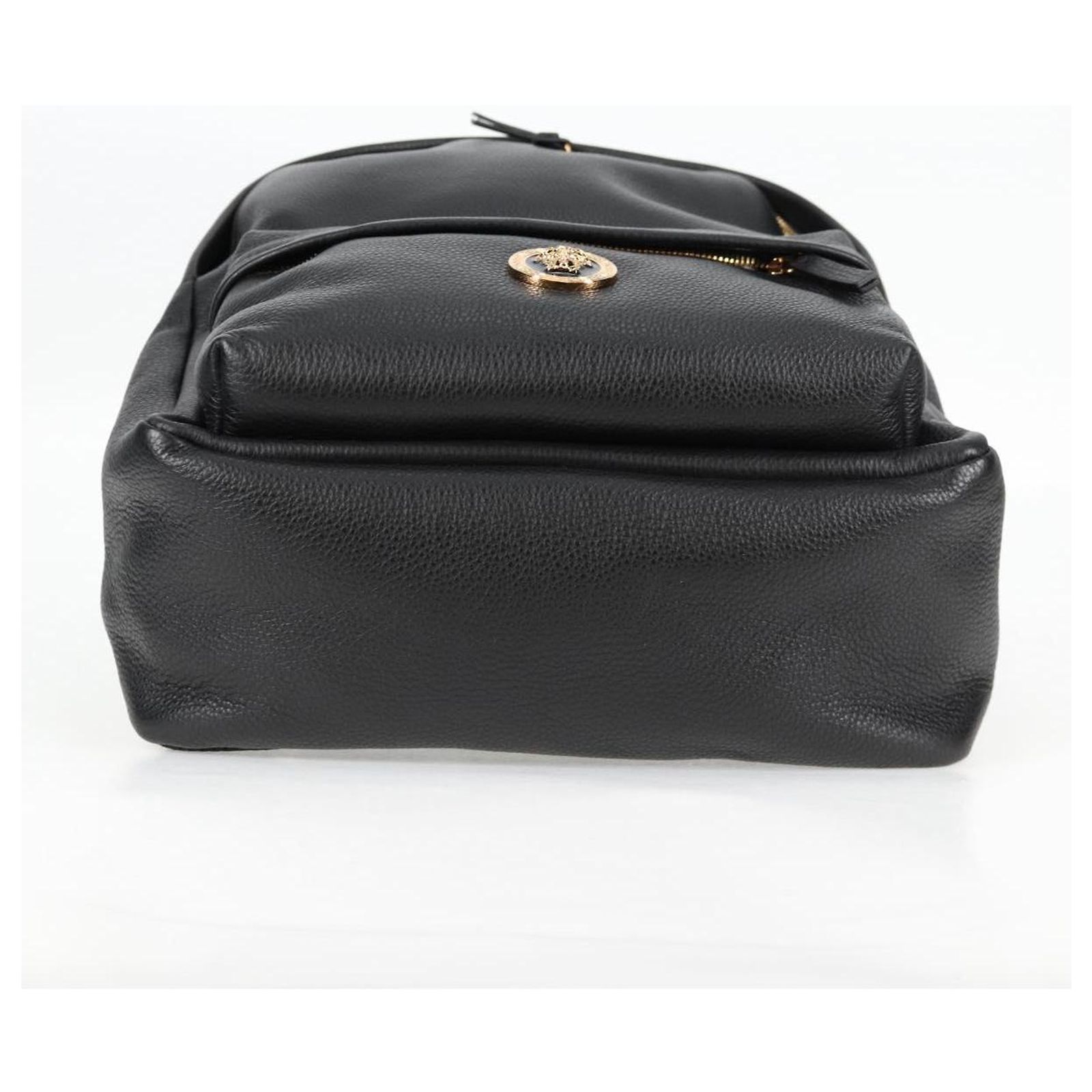 VERSACE Backpack Leather Black Gold Auth 118689A Golden ref  display picture 2
