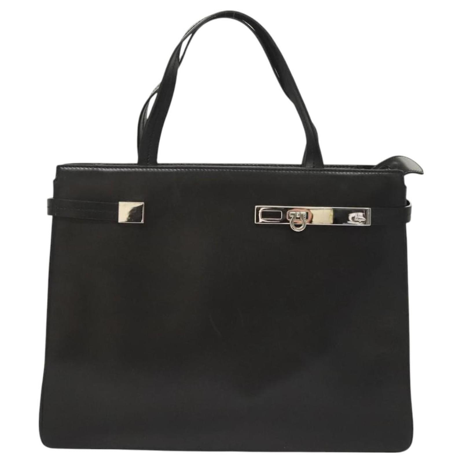 バッグ Salvatore Ferragamo LEATHER HAND BAG Salvatore Ferragamo Gancini Tote Bag Shoulder Black Leather