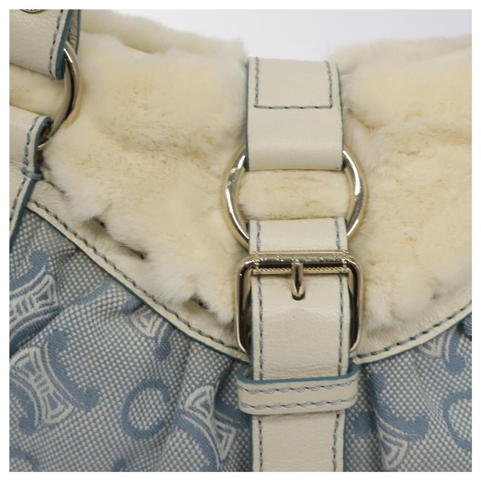 CELINE C Macadam Canvas Waist Pouch Light Blue Auth Céline Box Light Blue Silver Silver Hardware – bamluxurystore main image 4