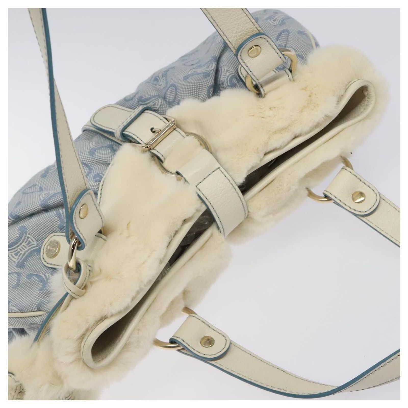 CELINE C Macadam Canvas Waist Pouch Light Blue Auth Céline Box Light Blue Silver Silver Hardware – bamluxurystore main image 2