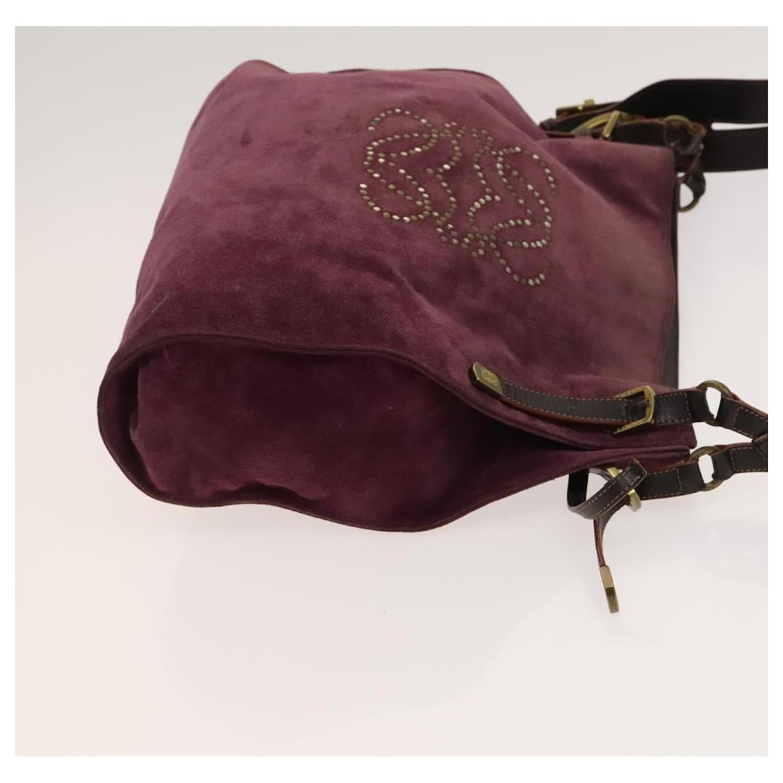 LOEWE Anagram Shoulder Bag Suede Leather Purple Auth yk18295 ref