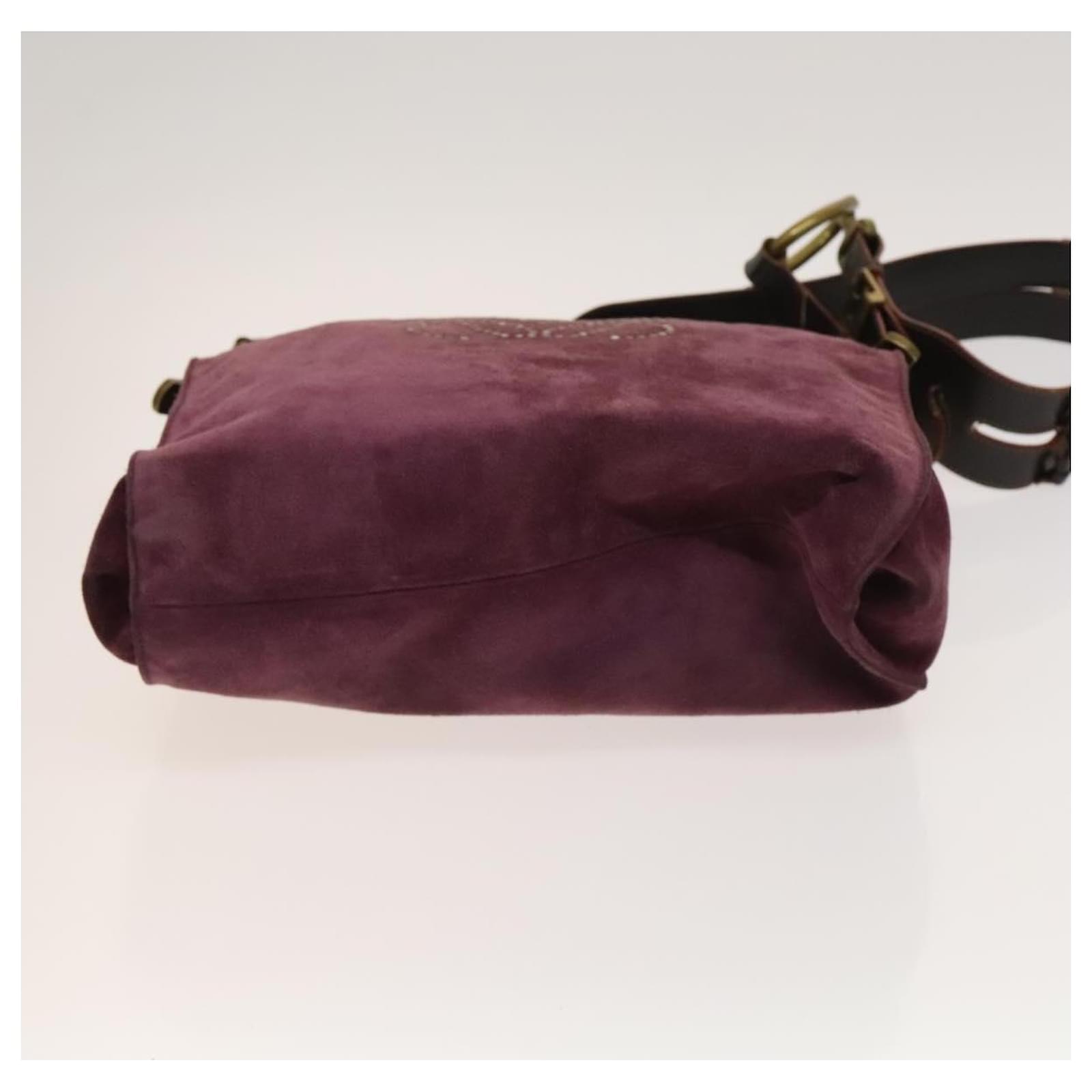 LOEWE Anagram Shoulder Bag Suede Leather Purple Auth yk18295 ref