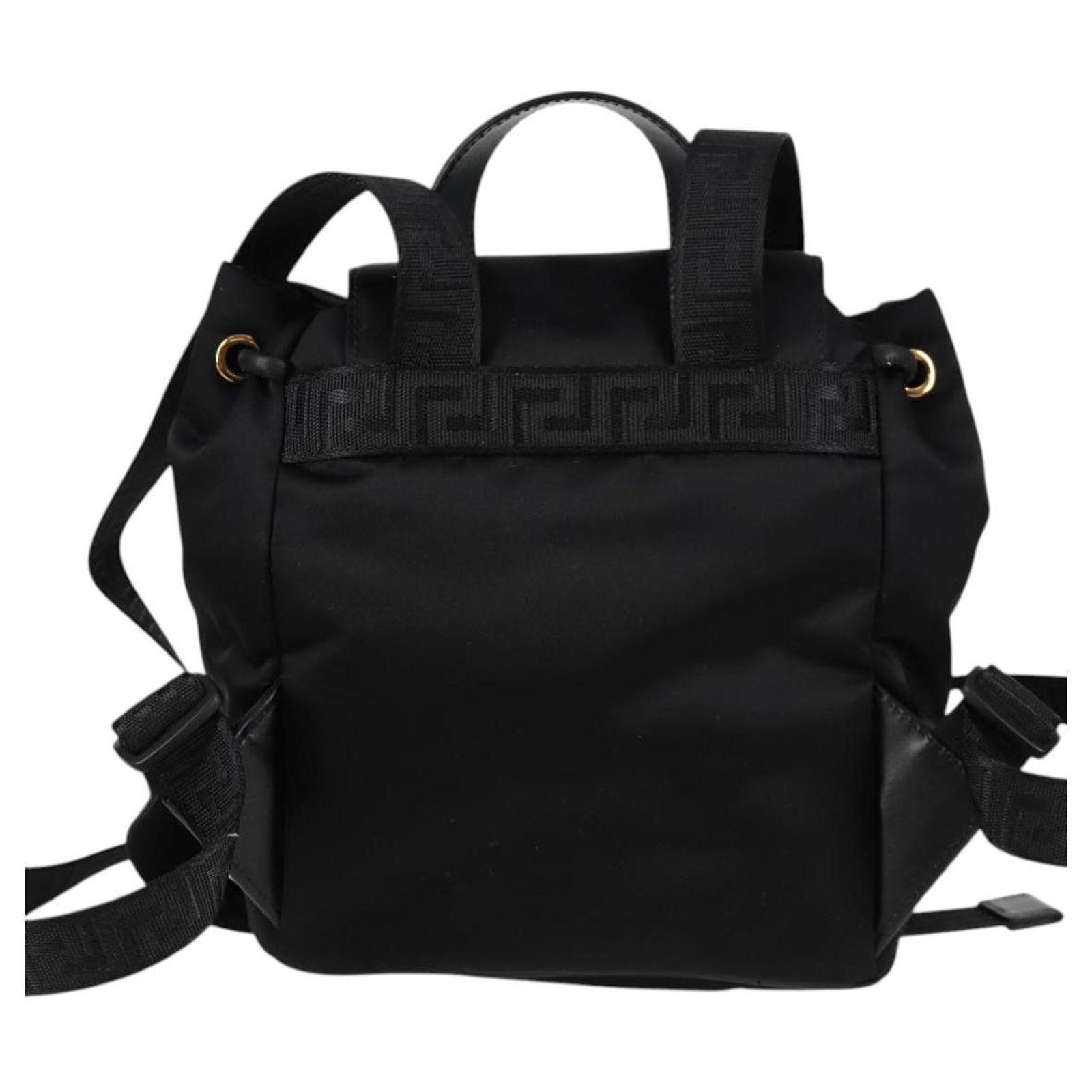VERSACE Backpack Nylon Black Gold Auth 118728A Golden ref  display picture 2