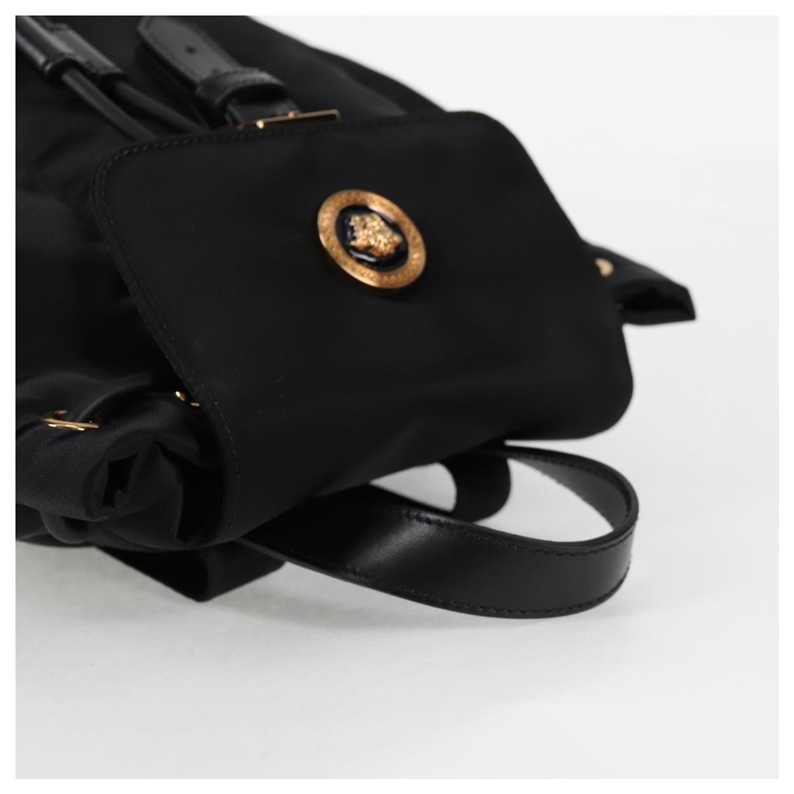 VERSACE Backpack Nylon Black Gold Auth 118728A VERSACE Backpack Nylon Black Gold Auth 118728A Golden ref  main image 2