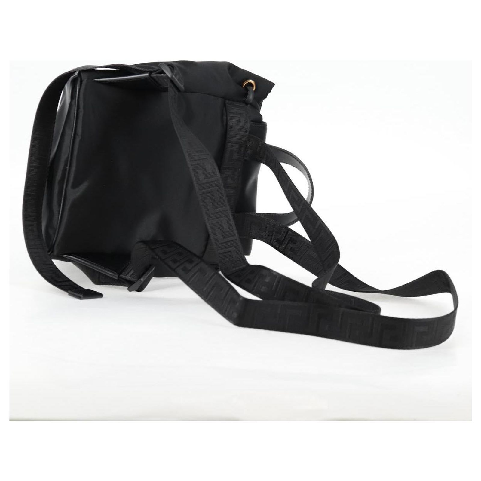 VERSACE Backpack Nylon Black Gold Auth 118728A Golden ref  display picture 3