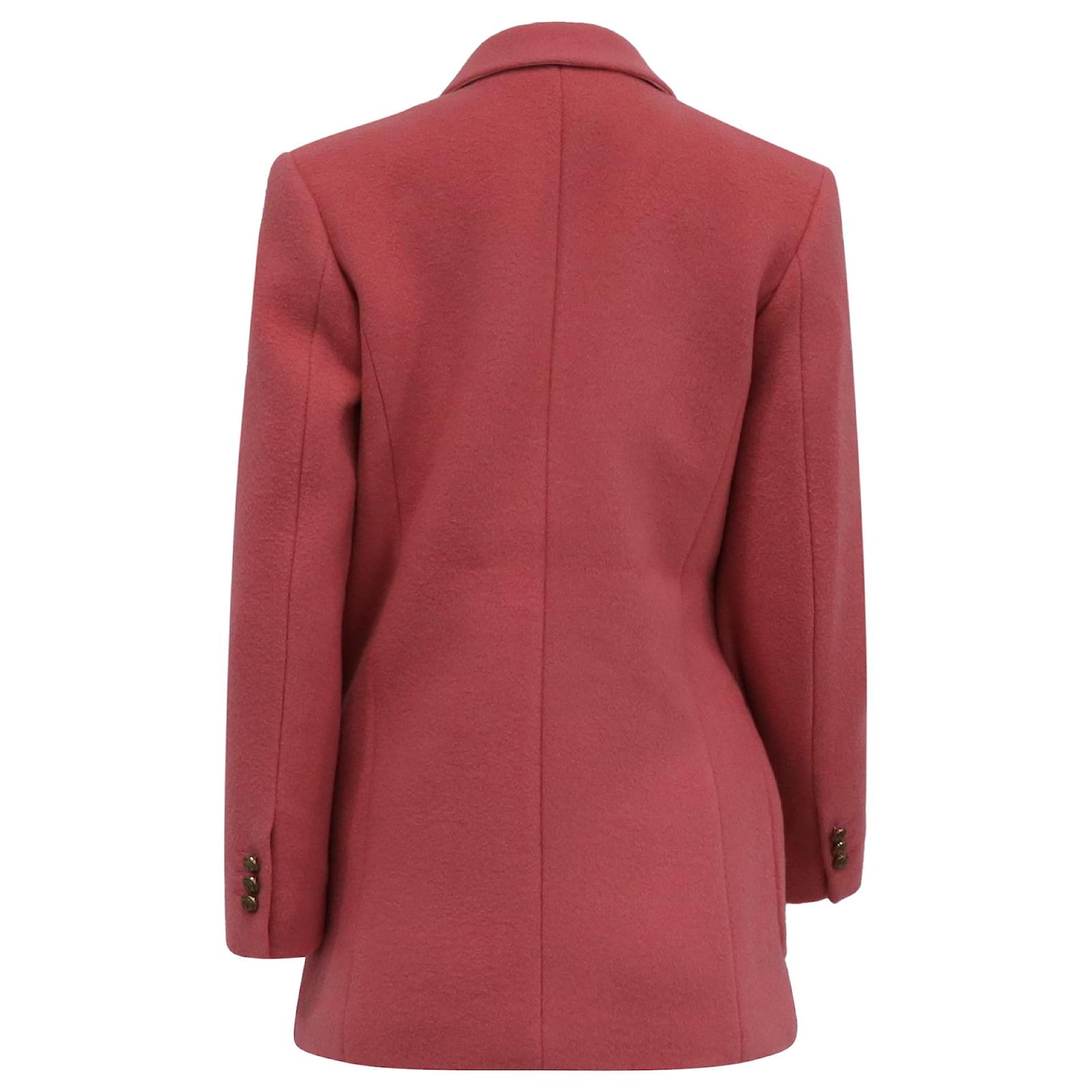 Manteau en laine vierge rose à double boutonnage Sandro Marcus ref