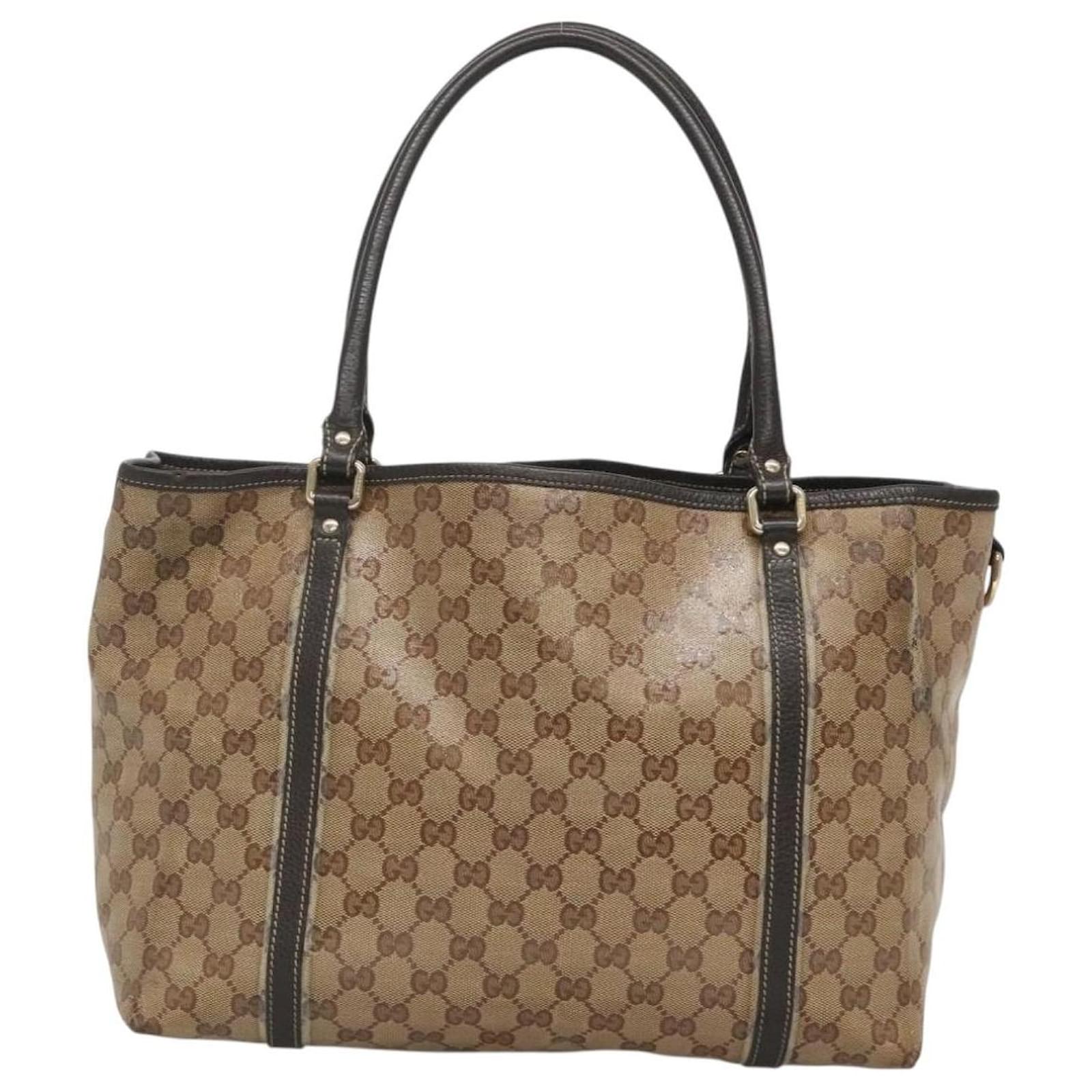 GUCCI クリスタルトートバッグ GUCCI GG Crystal Tote Bag Outlet Beige Gold 265693 Auth 121100