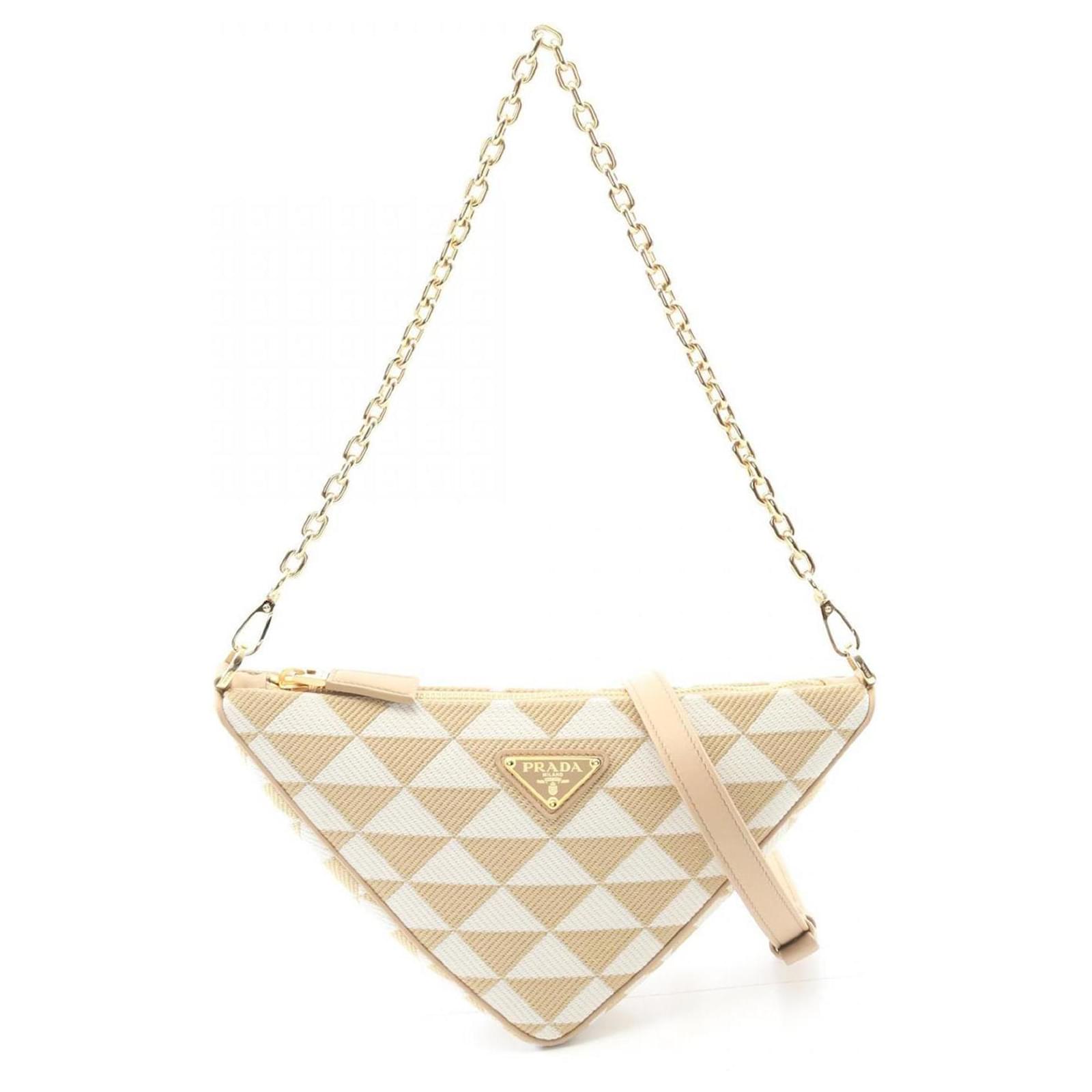 PRADA＊Triangle terrycloth shoulder bagショルダー＊送込 PRADA Terry Cloth Triangle Pouch White Black 1416608