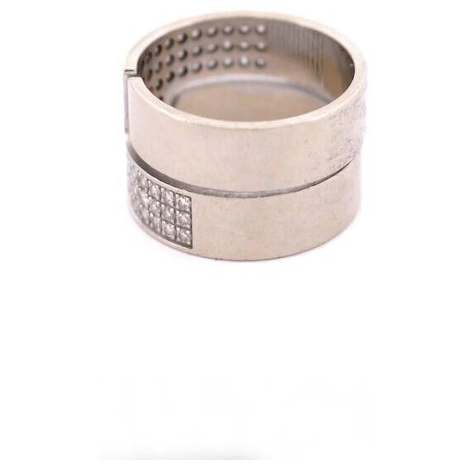 bague DINH VAN seventies gm 223106 t50 or blanc 18k diamants 0.75 ct