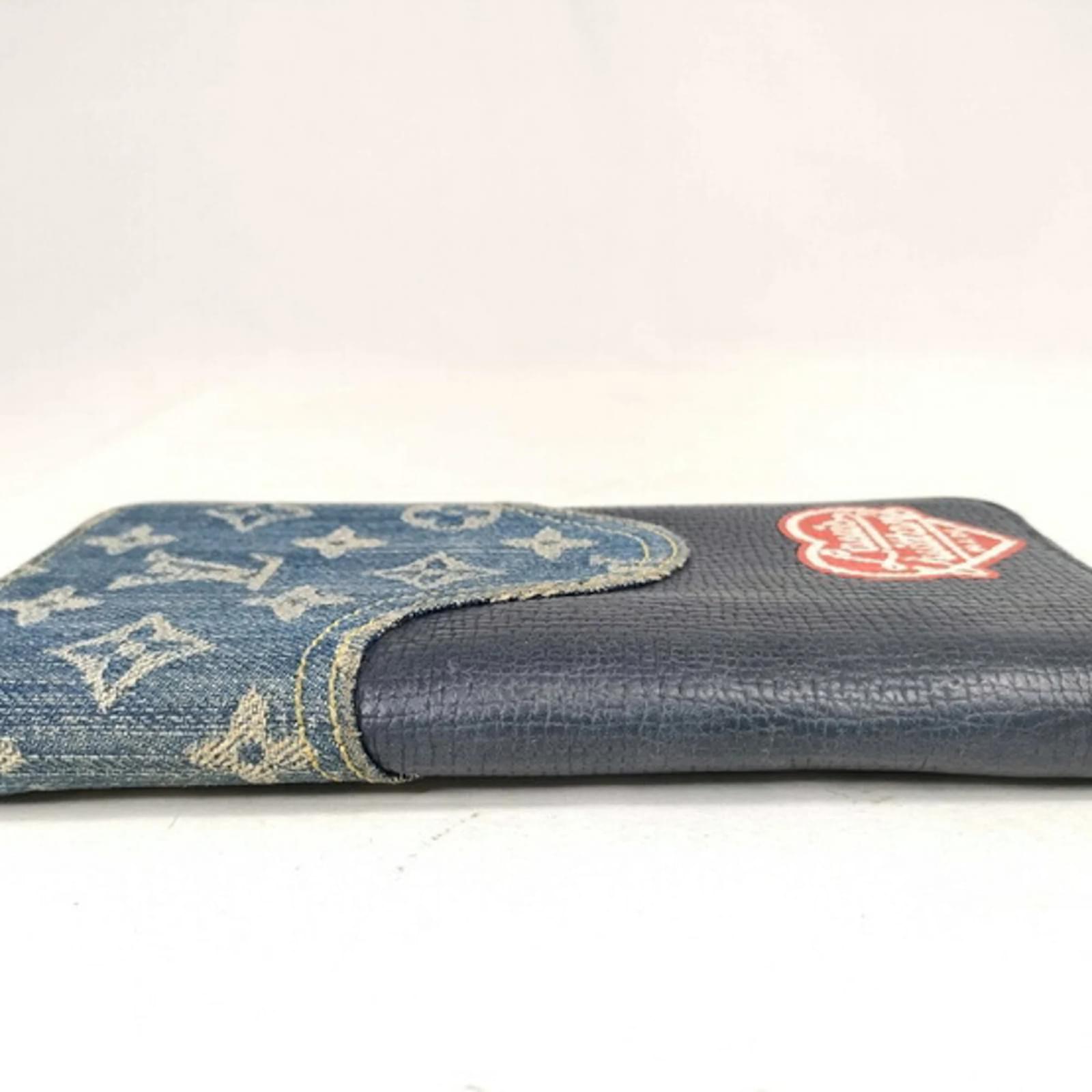 Louis Vuitton Long Wallet NIGO Collaboration Blue Navy blue Leather Denim  ref.2287183
