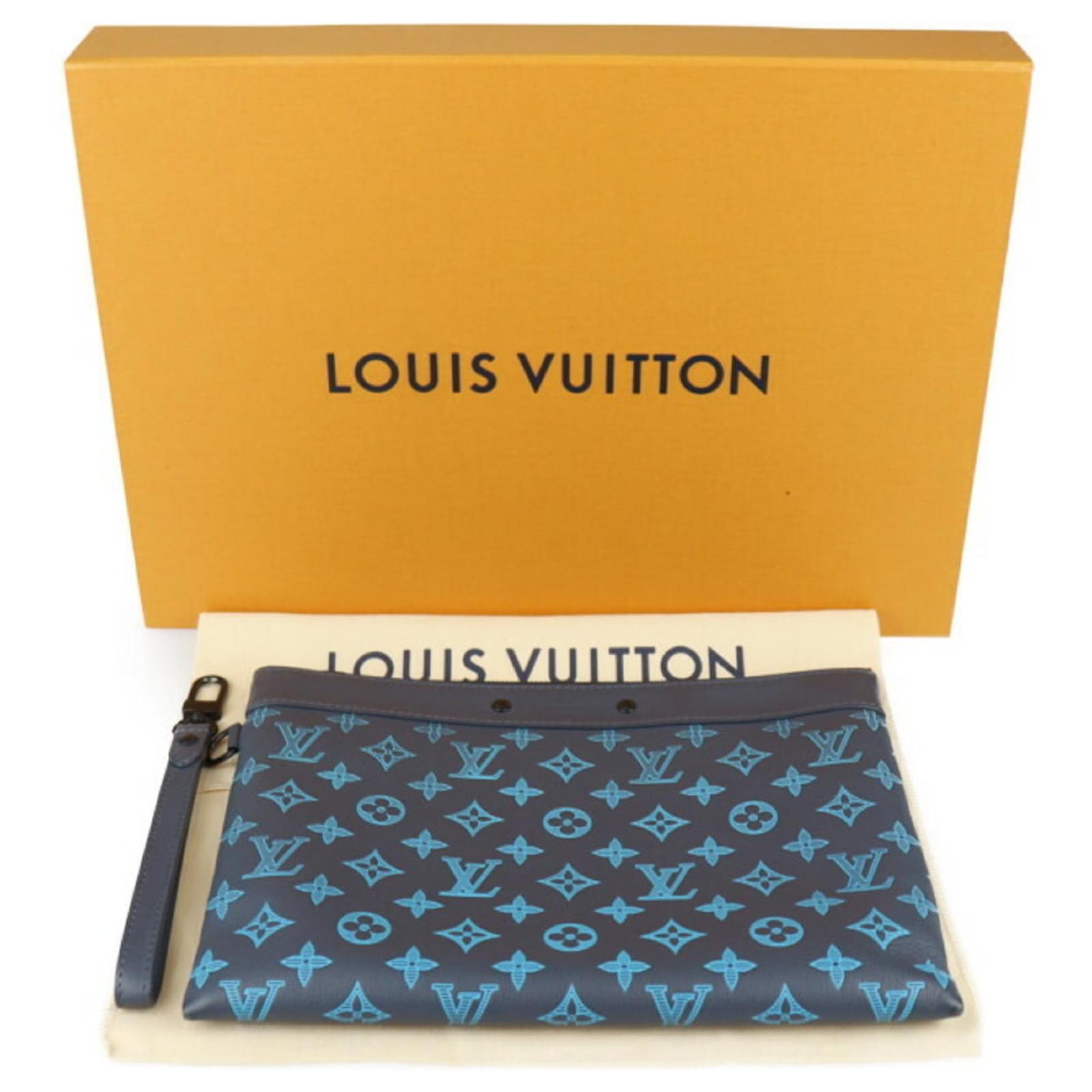 Louis Vuitton Pochette To Go Monogram Shadow Black Navy blue Leather  ref.2287302