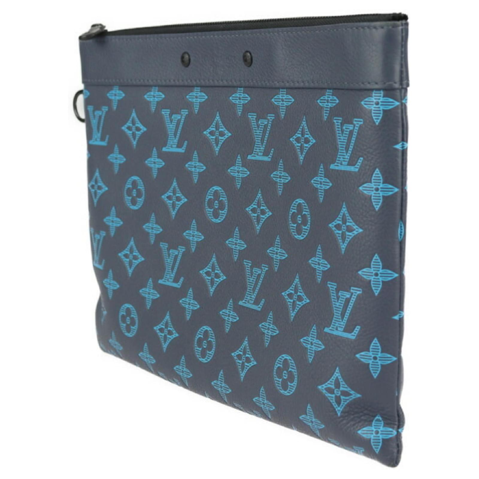 Louis Vuitton Pochette To Go Monogram Shadow Black Navy blue Leather  ref.2287302