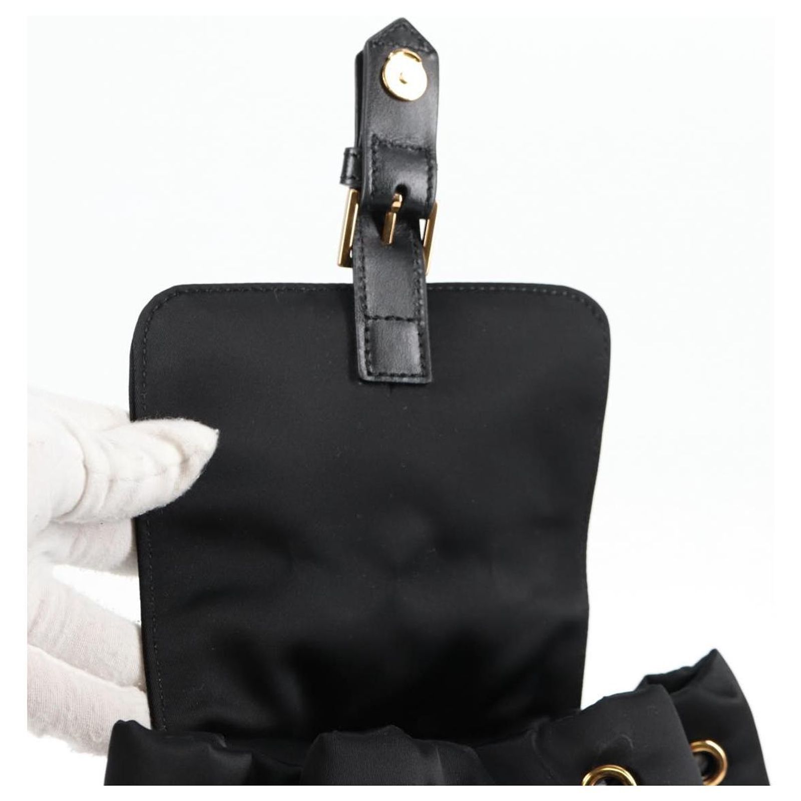 VERSACE Backpack Nylon Black Gold Auth 118729A Golden ref  display picture 2