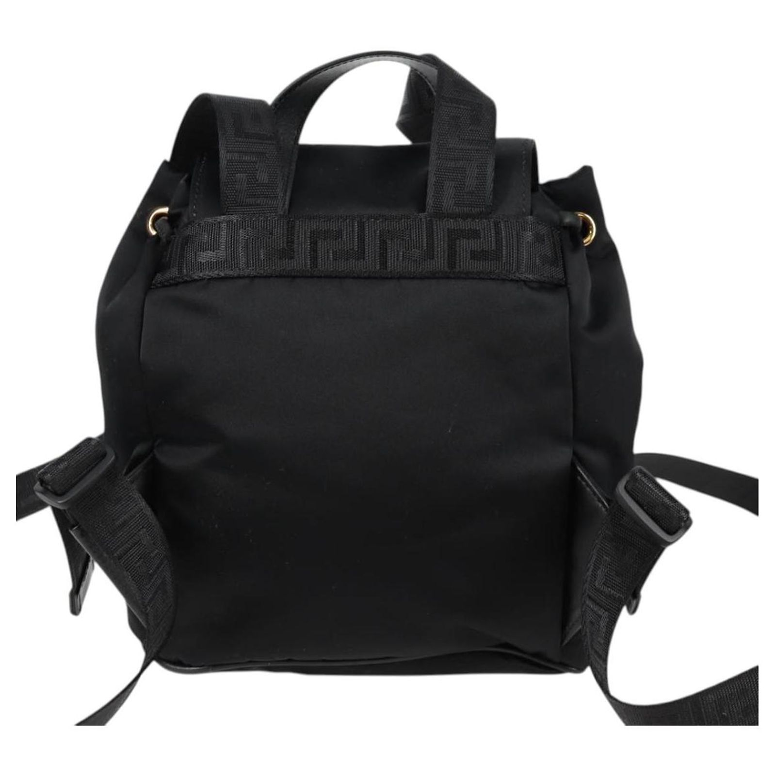 VERSACE Backpack Nylon Black Gold Auth 118729A VERSACE Backpack Nylon Black Gold Auth 118729A Golden ref  main image 2