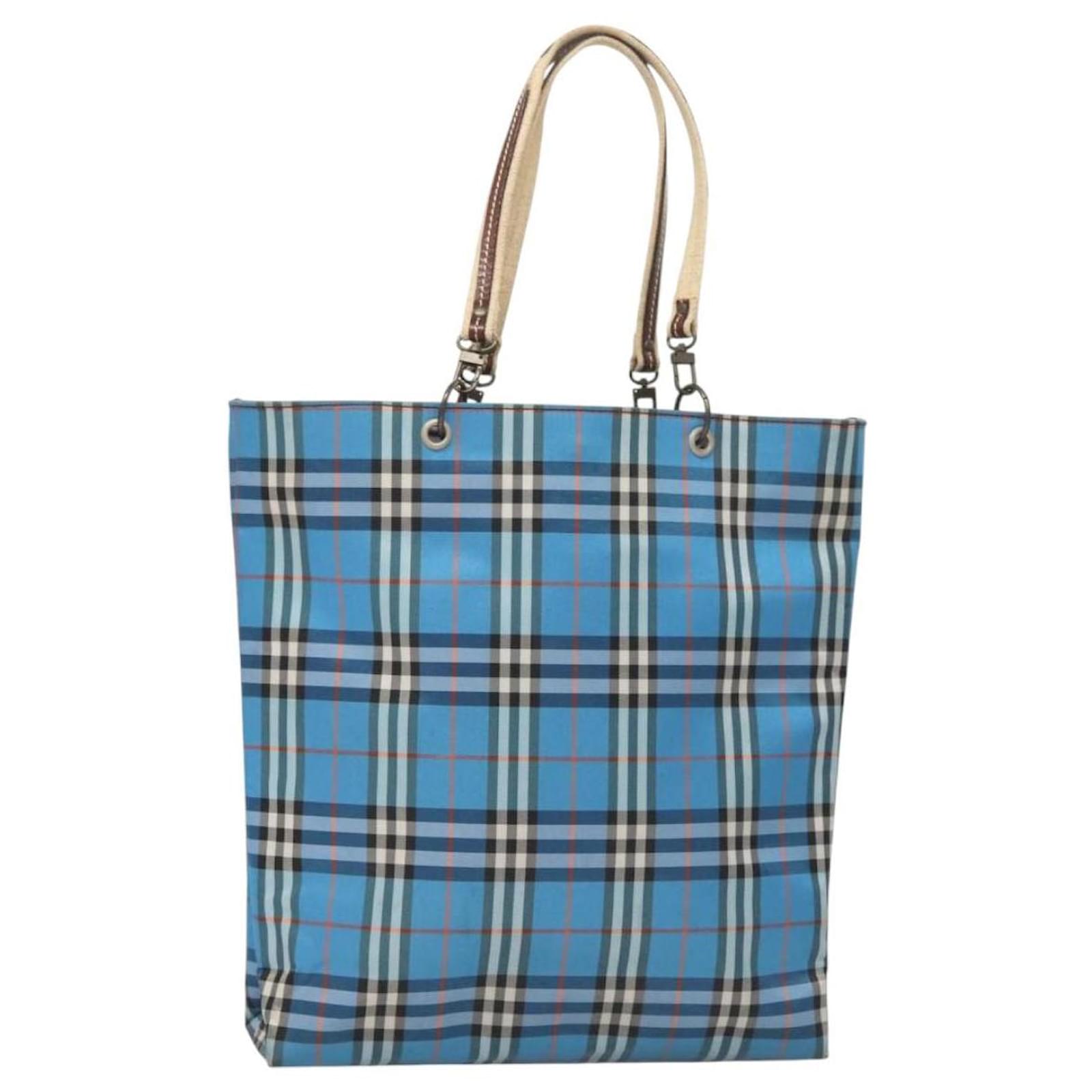 BURBERRY Nova Check Tote Bag Nylon Blue Auth mr1314 ref.2287606
