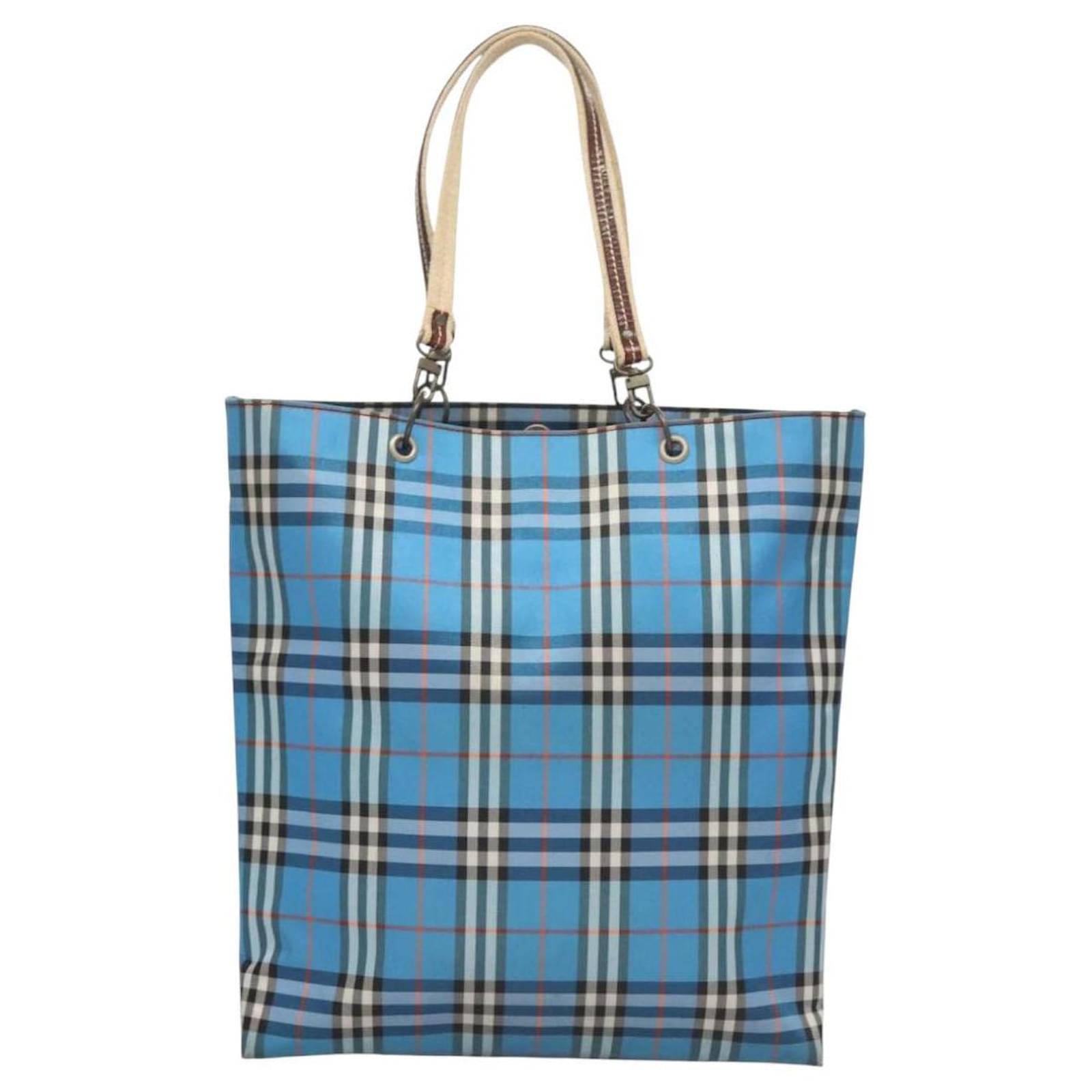 BURBERRY Nova Check Tote Bag Nylon Blue Auth mr1314 ref.2287606