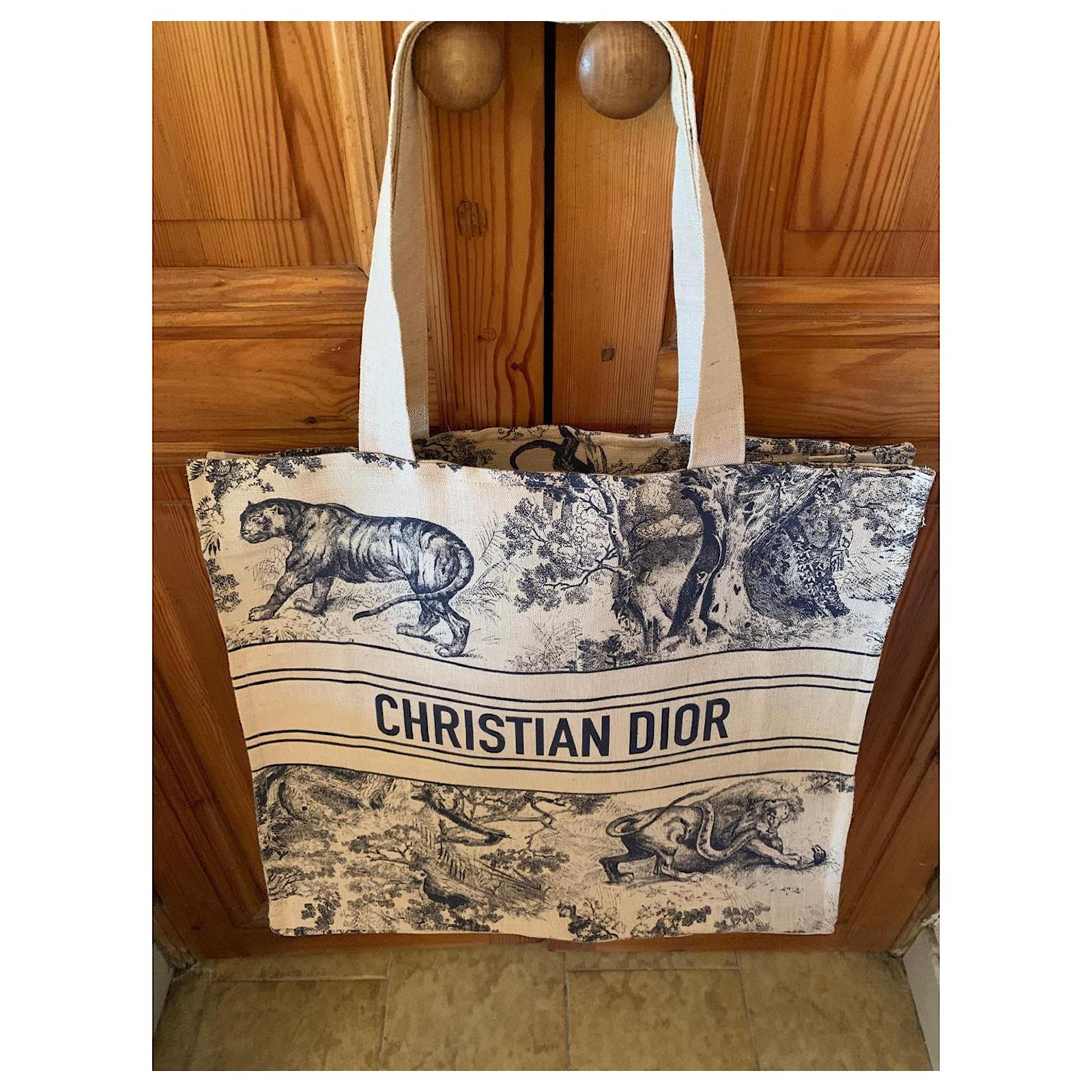 Christian Dior Dior Riviera limited edition Beige Navy blue Linen