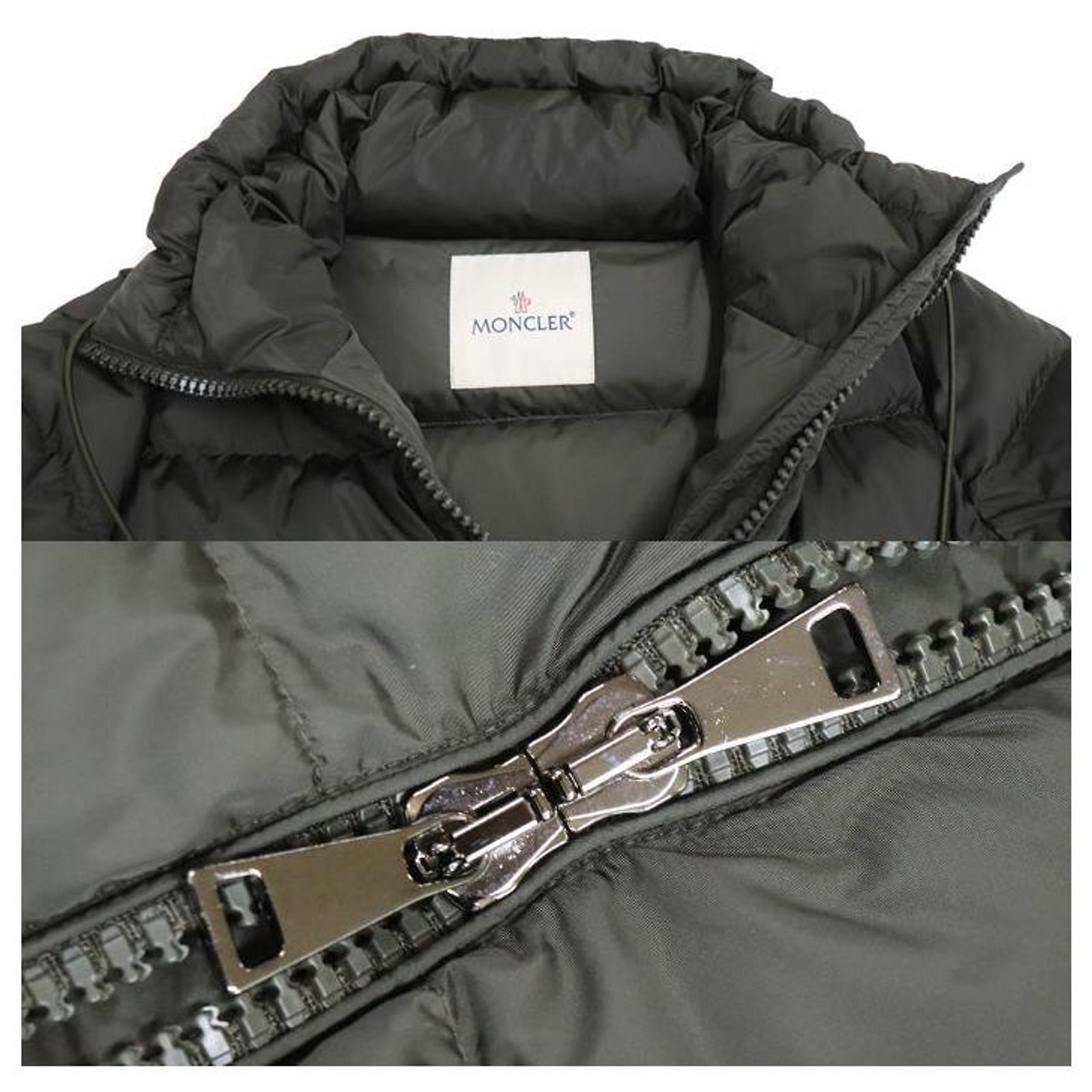 Moncler VIBURNUM Down Jacket Coat Olive Green Cloth ref.JC2288797 
