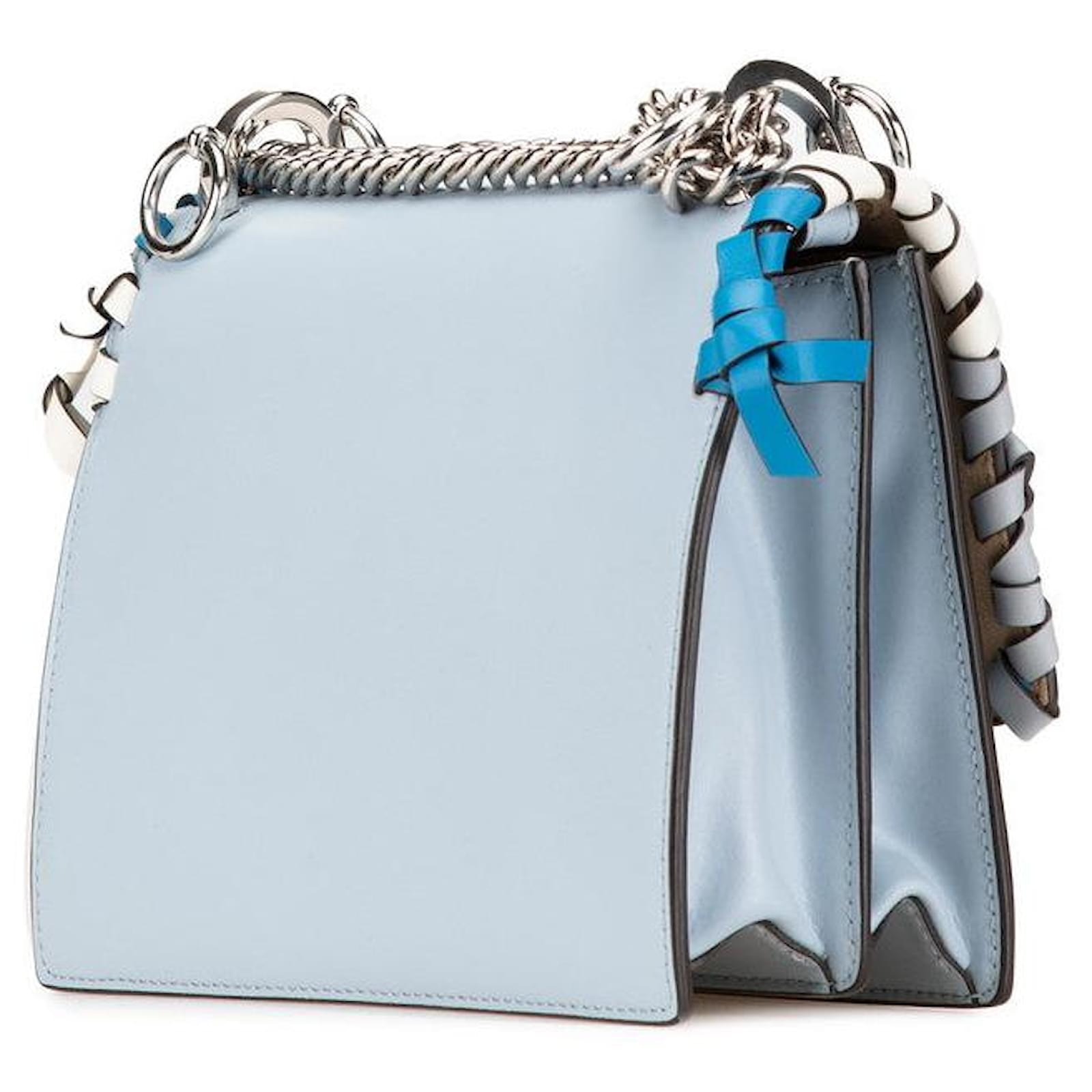 フェンディ レザー カン I ミニ リボン 2way バッグ 8MO381 Fendi Leather Kan I Mini Ribbon 2way Bag 8MO381 Blue ref