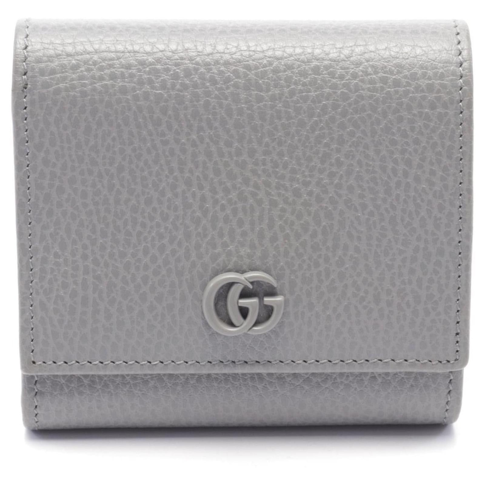 長財布 Gucci Dove Grey Leather Gg Marmont Wallet Gucci GG Marmont Leather Wallet Grey ref.2289070 - Joli Closet